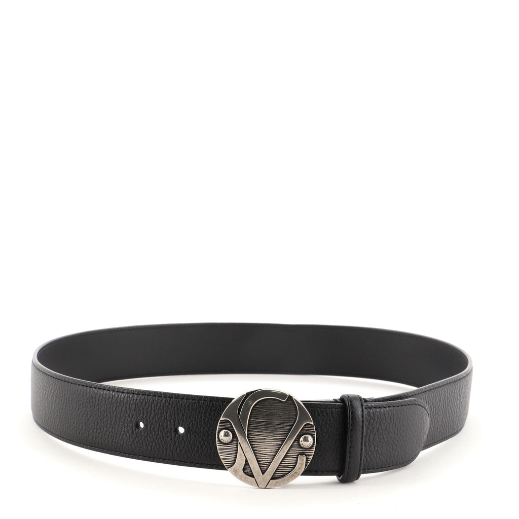 Round Logo Plague Buckle Belt Monogram Canvas Wide 90