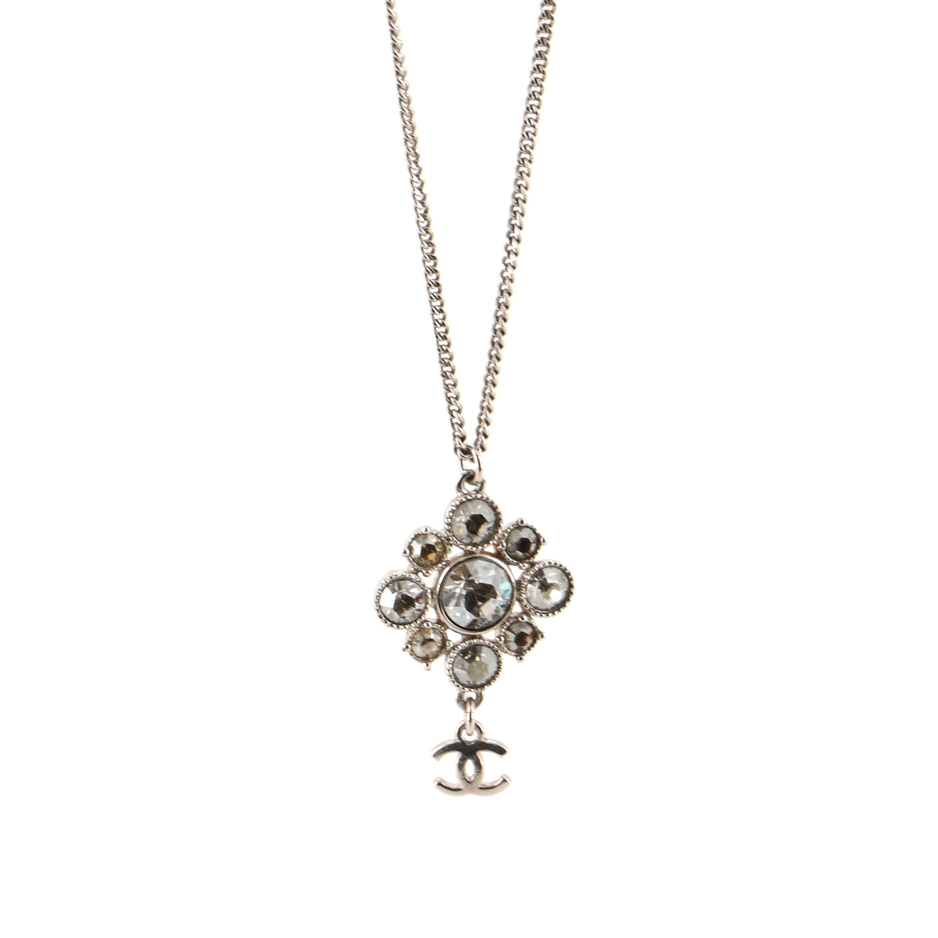 CC Cluster Necklace Crystal Embellished Meta