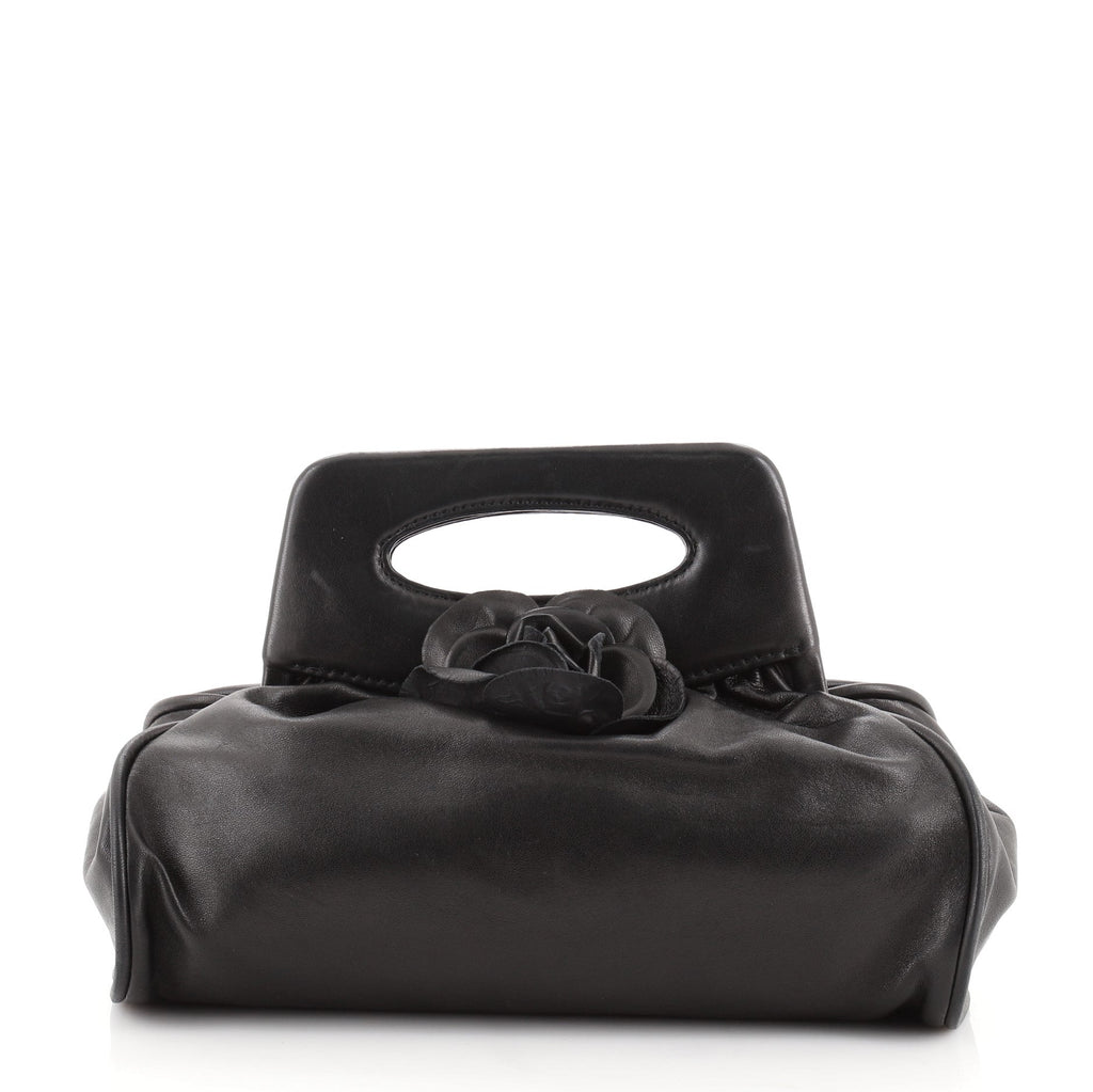 Vintage Camellia Frame Clutch Leather