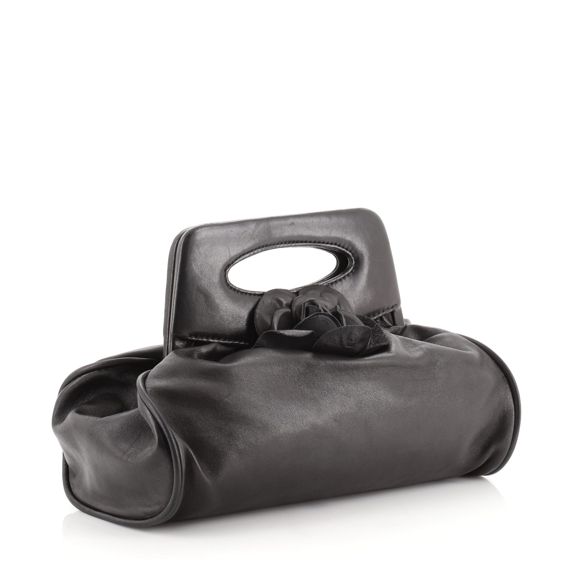 Vintage Camellia Frame Clutch Leather
