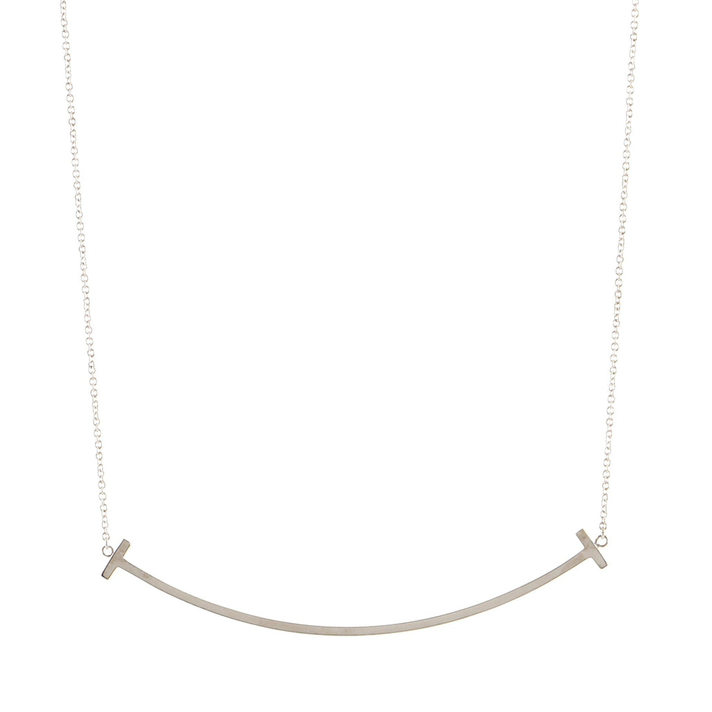 T Smile Pendant Necklace 18K White Gold XL