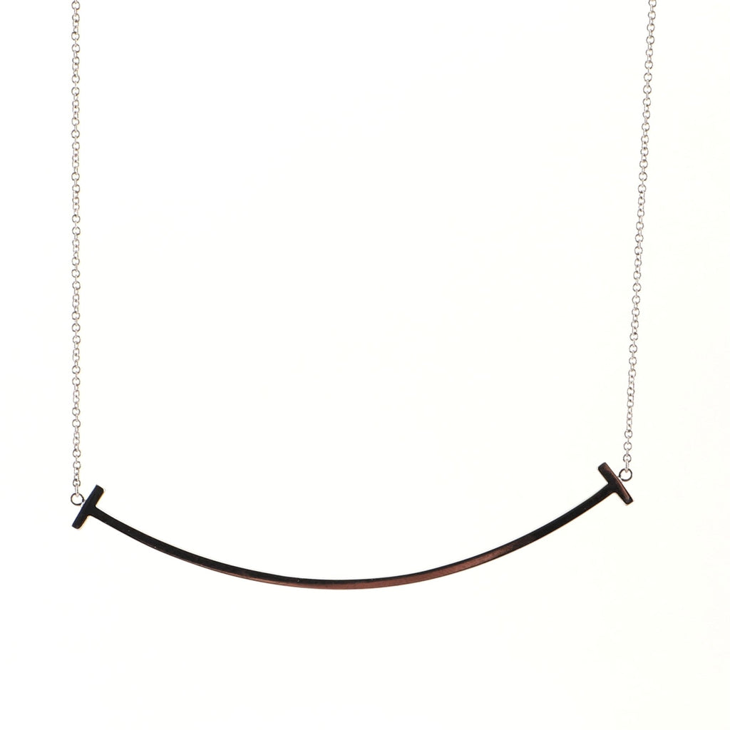 T Smile Pendant Necklace 18K White Gold XL