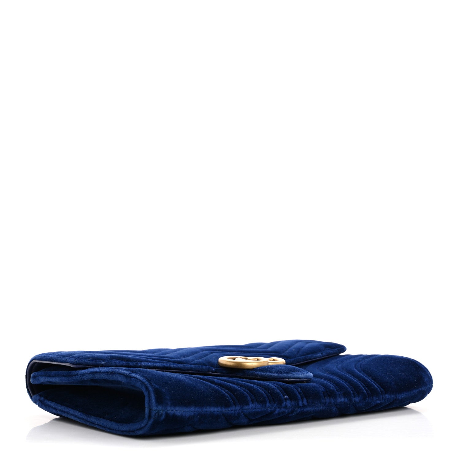 Velvet Matelasse GG Marmont Clutch Cobalt Blue