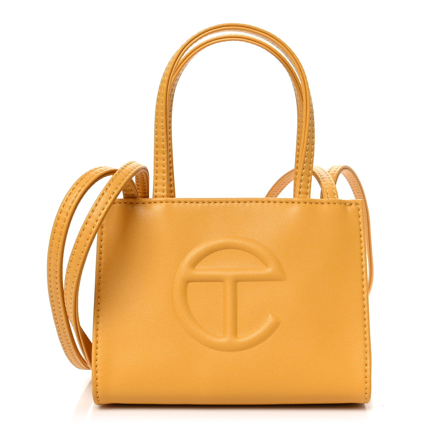 Vegan Leather Small Shopping Bag Mustard