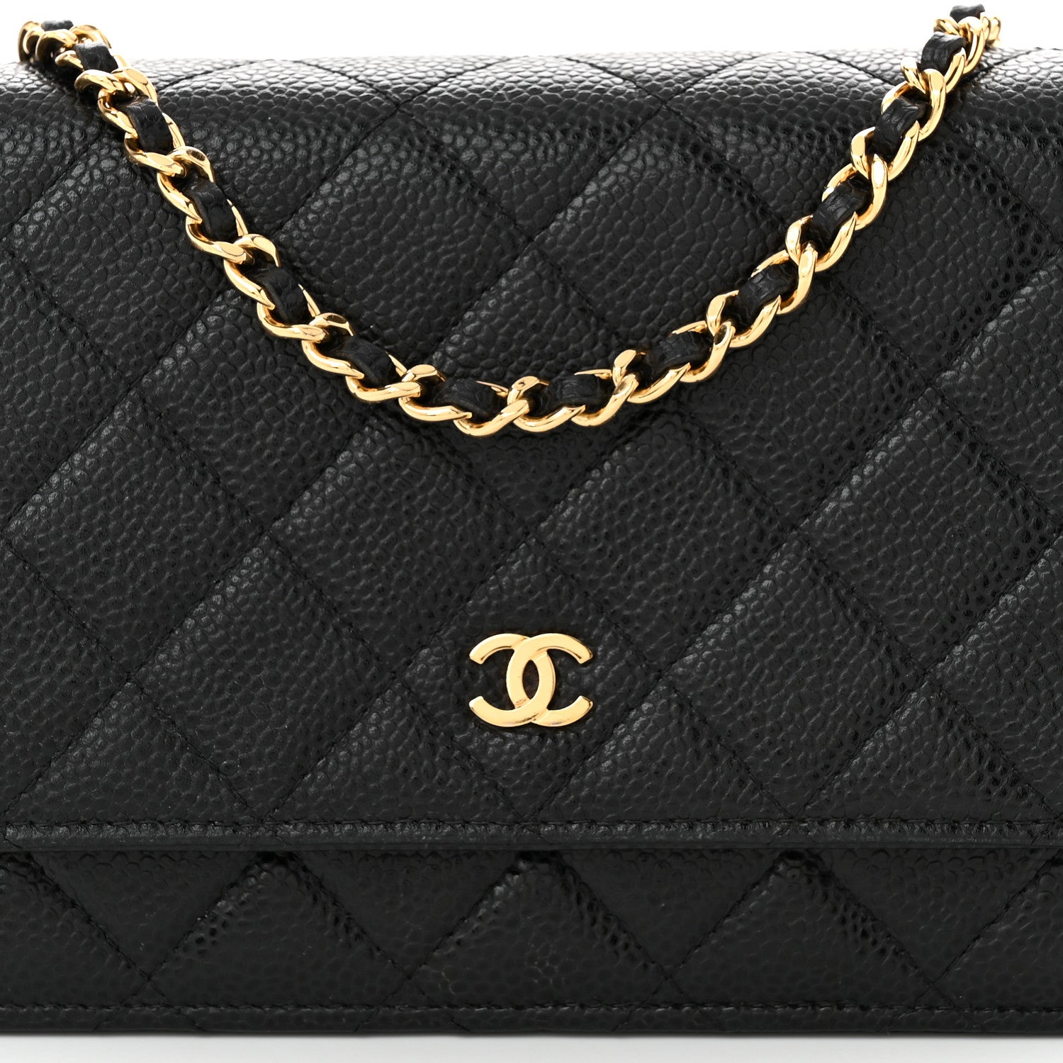 Caviar Quilted Wallet on Chain WOC Black