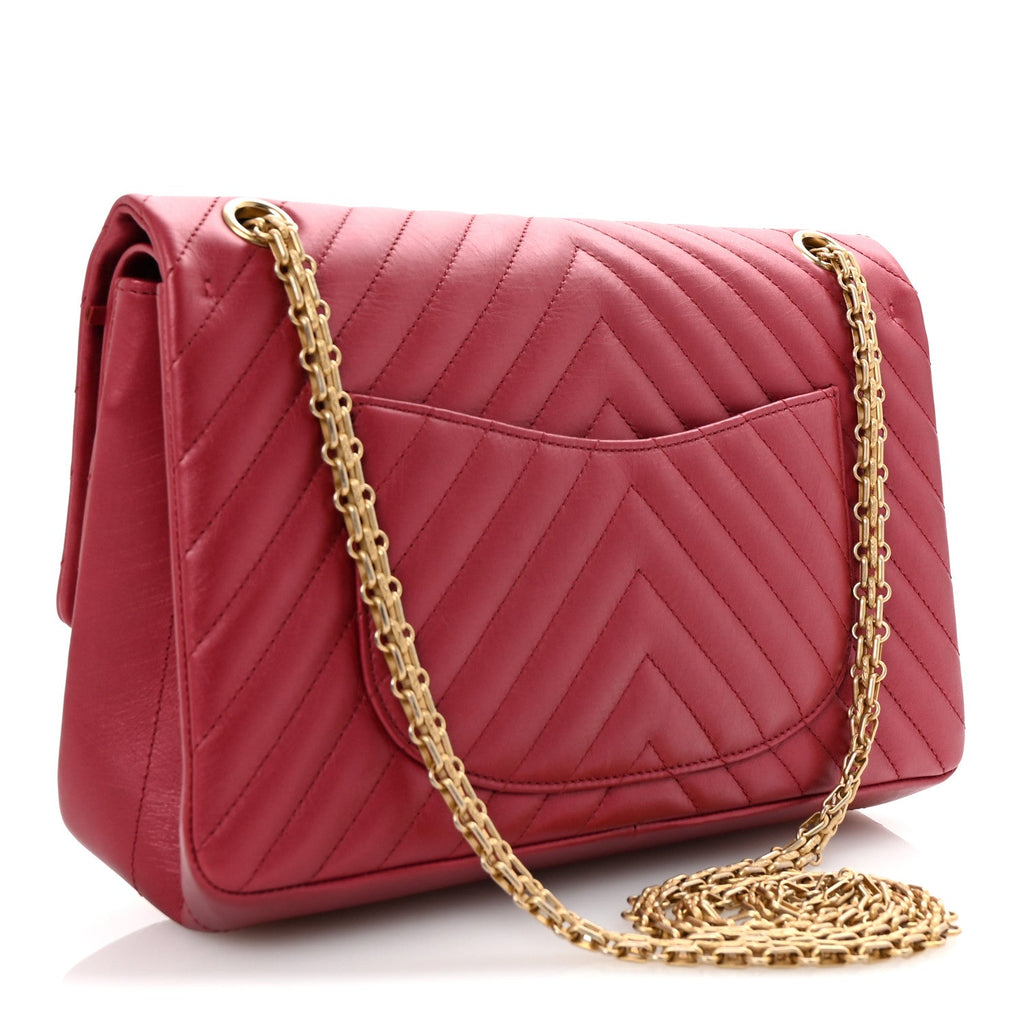 Metallic Aged Calfskin Chevron Quilted 2.55 Reissue 226 Flap Red