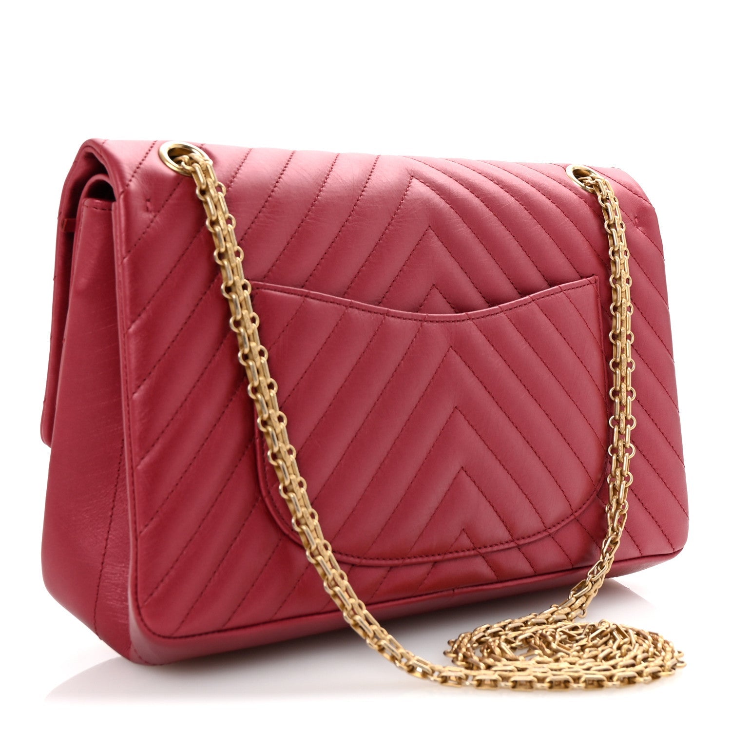 Metallic Aged Calfskin Chevron Quilted 2.55 Reissue 226 Flap Red