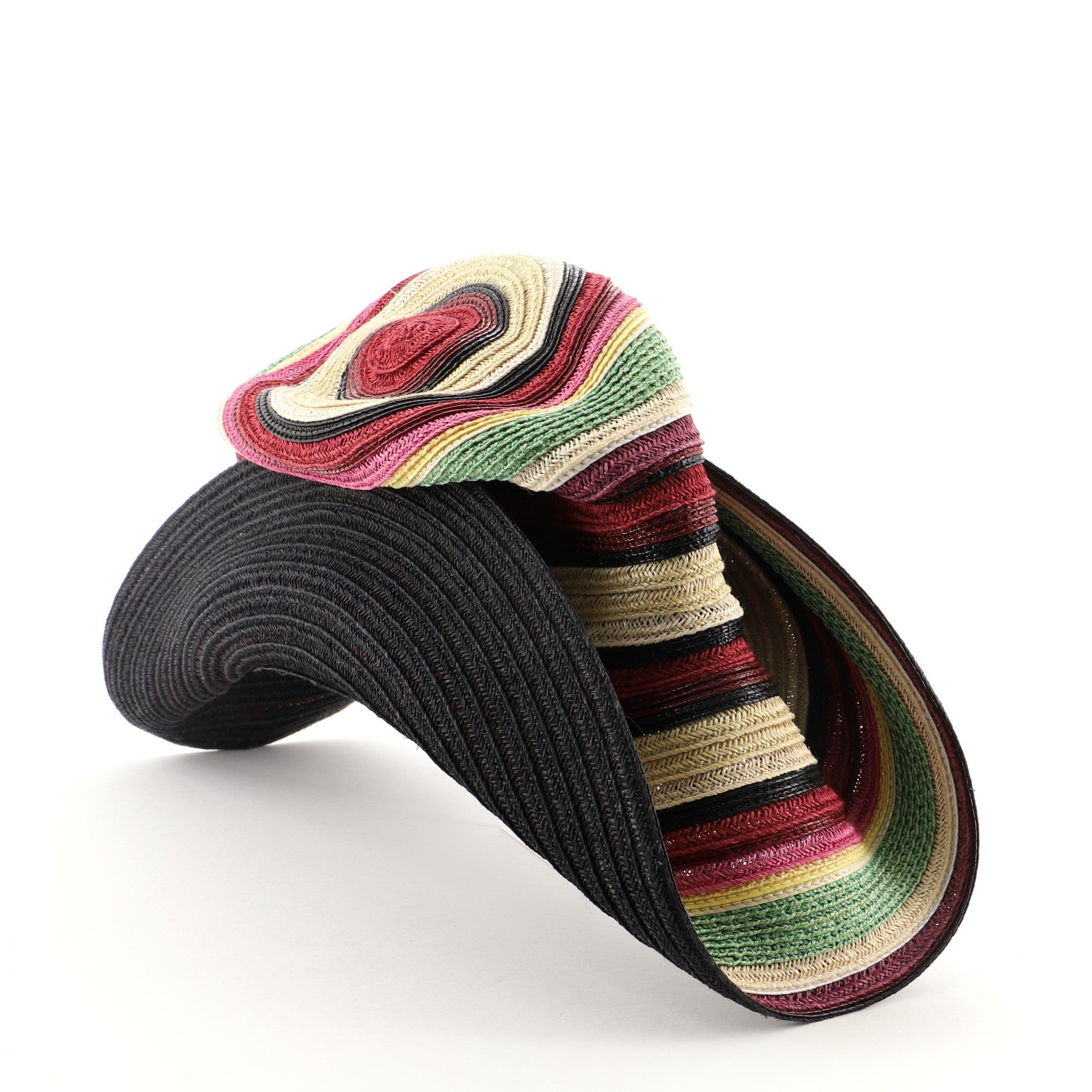 Cowboy Hat Striped Straw Large