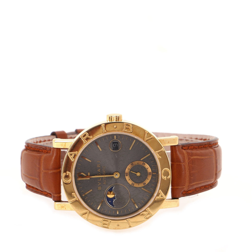 Bvlgari Bvlgari Moonphase Automatic Watch Yellow Gold and Alligator 38
