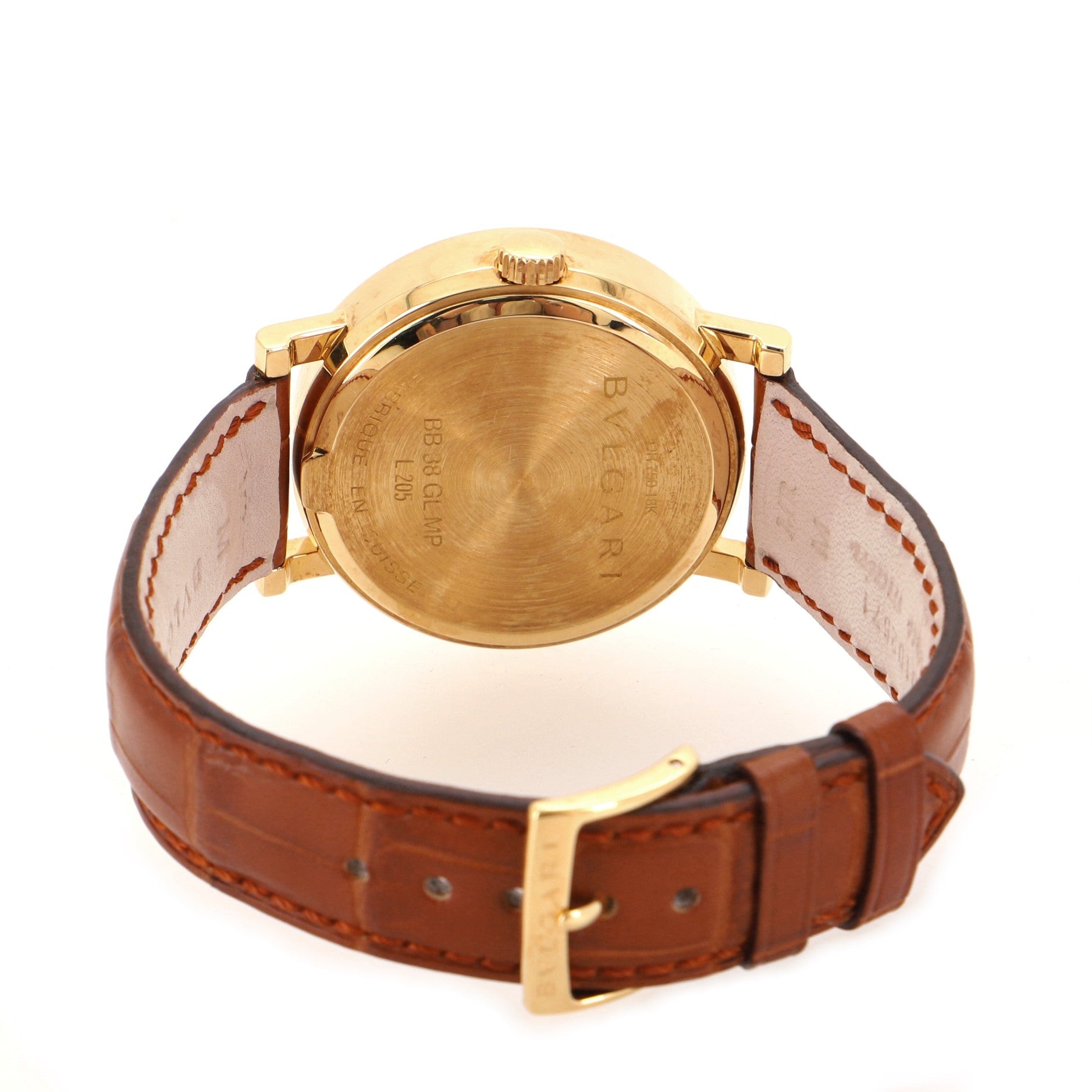 Bvlgari Bvlgari Moonphase Automatic Watch Yellow Gold and Alligator 38