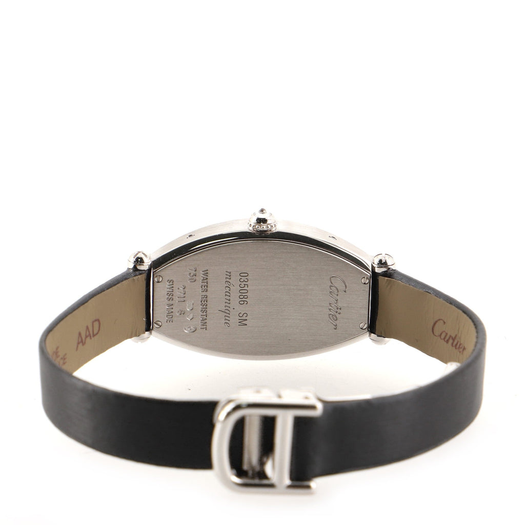 Tonneau Manual Watch White Gold and Satin with Diamond Bezel 21