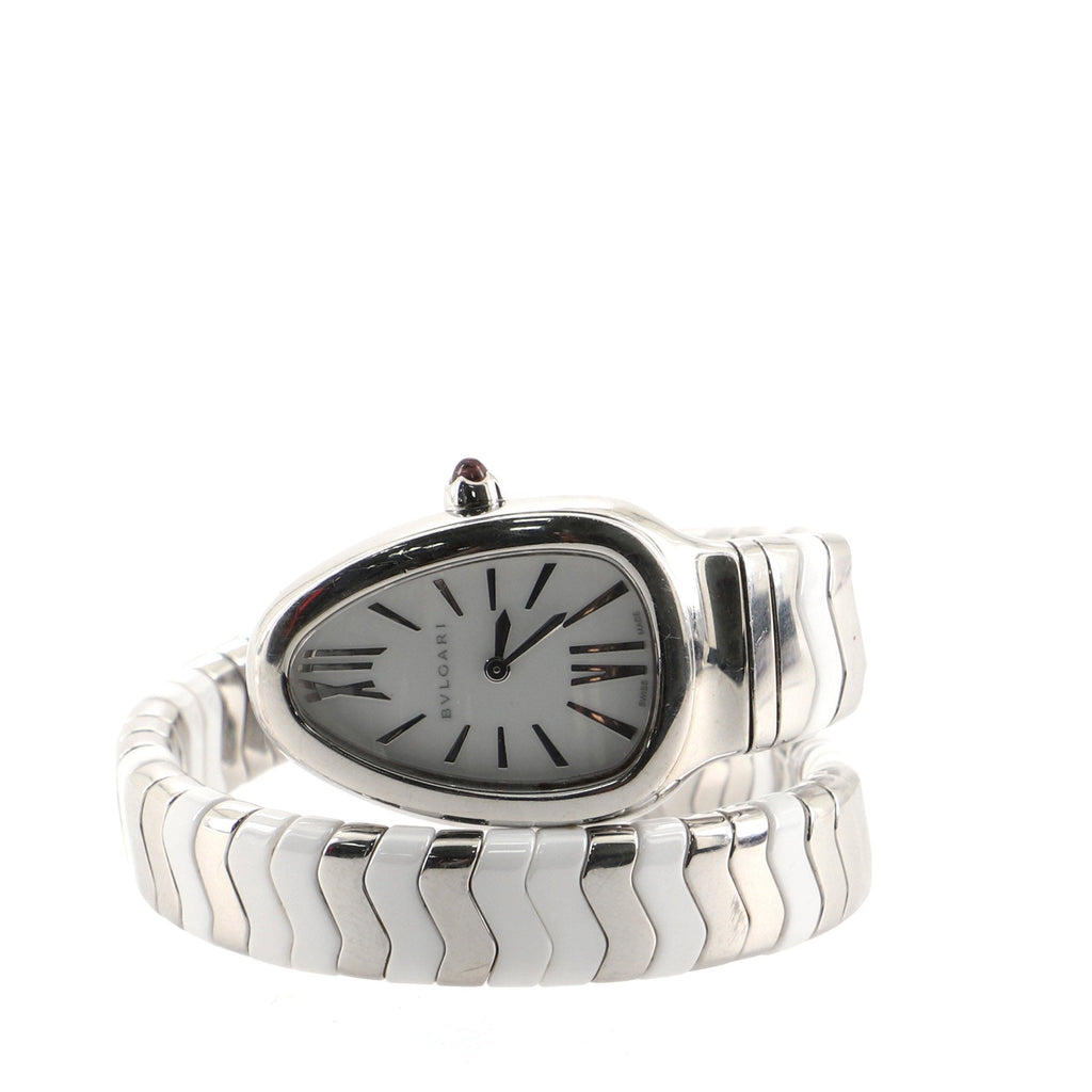 Serpenti Tubogas Single Spiral Quartz Watch Stainless Steel and Ceramic 25