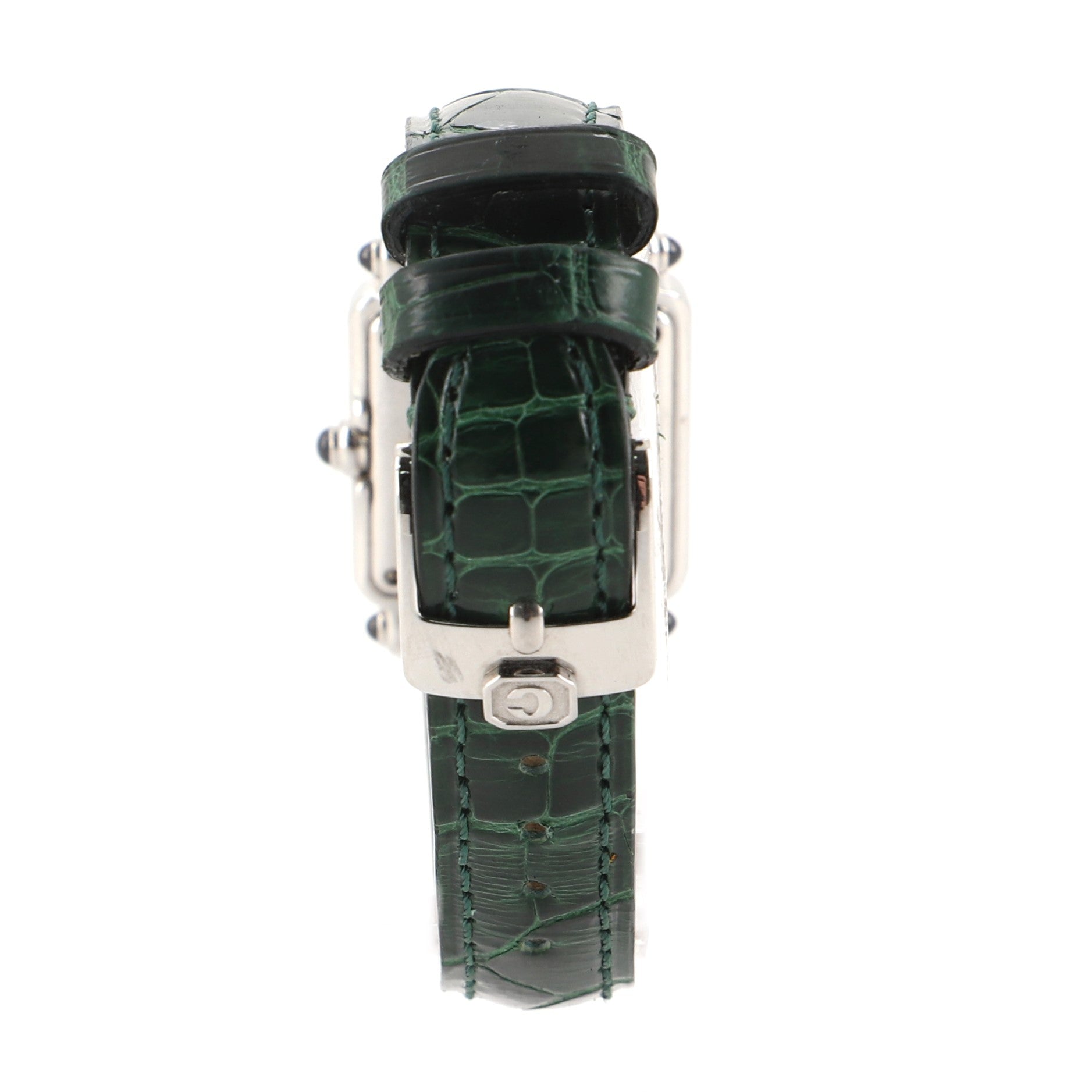 Happy Sport Square Quartz Watch Stainless Steel with Diamonds and Alligator 23