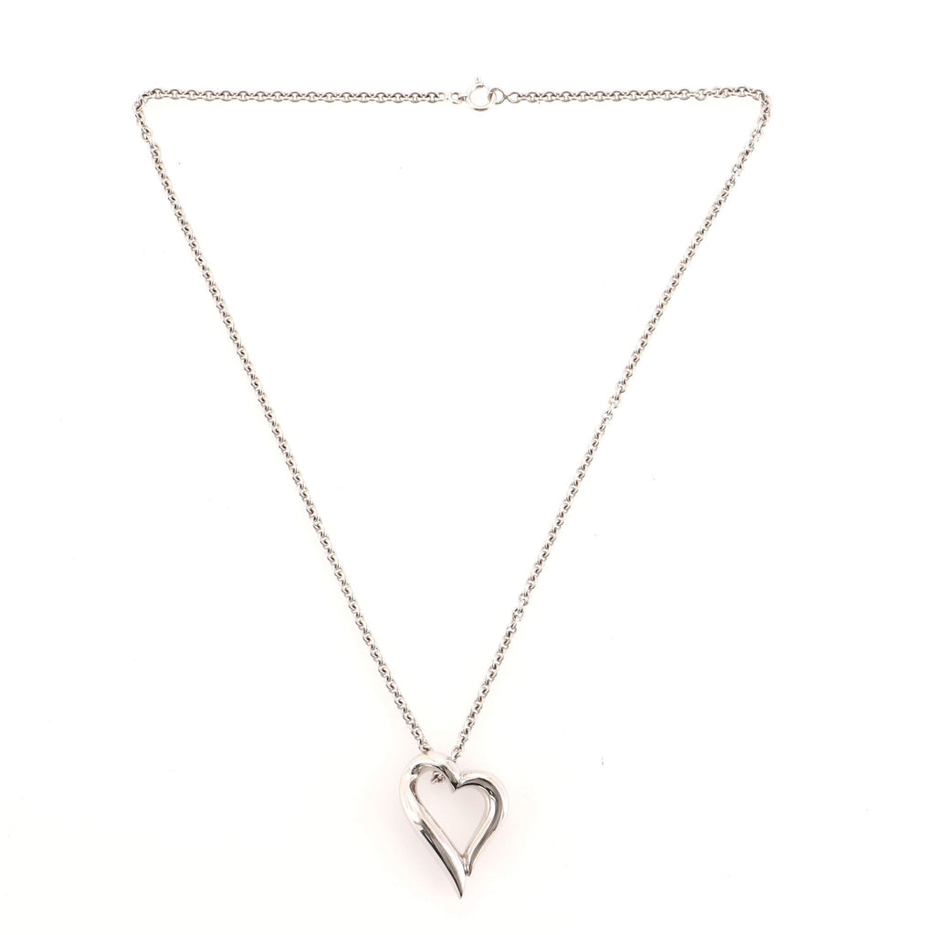 Heart Pendant Necklace 18K White Gold