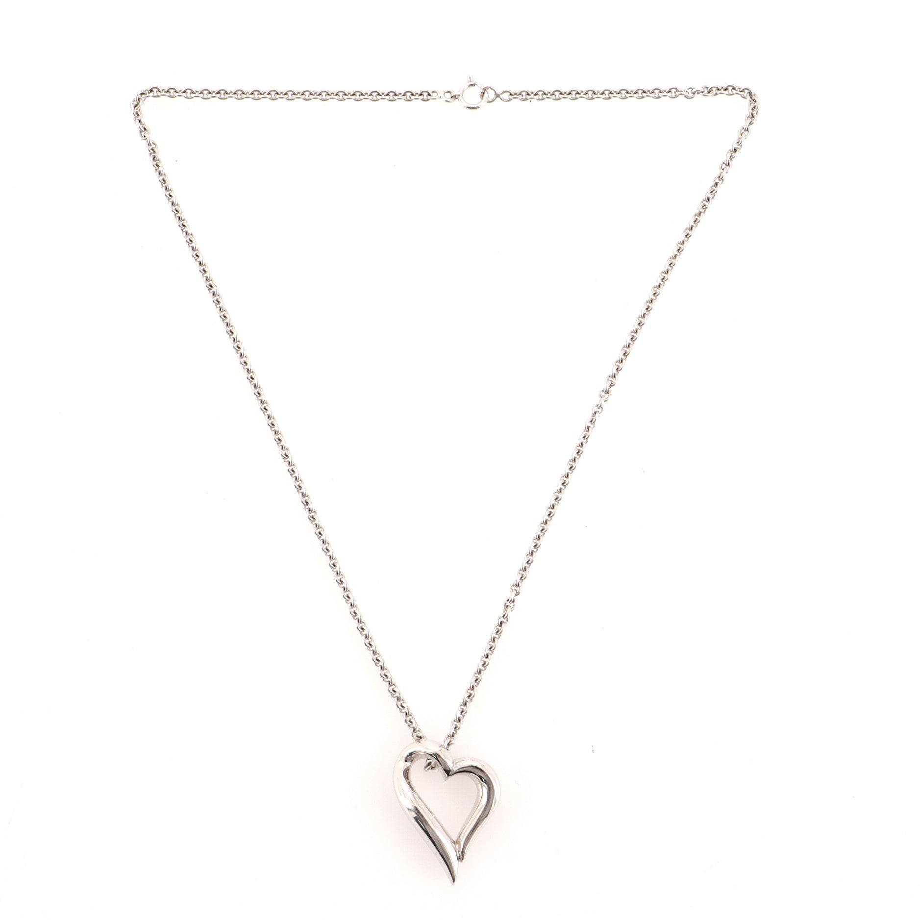 Heart Pendant Necklace 18K White Gold