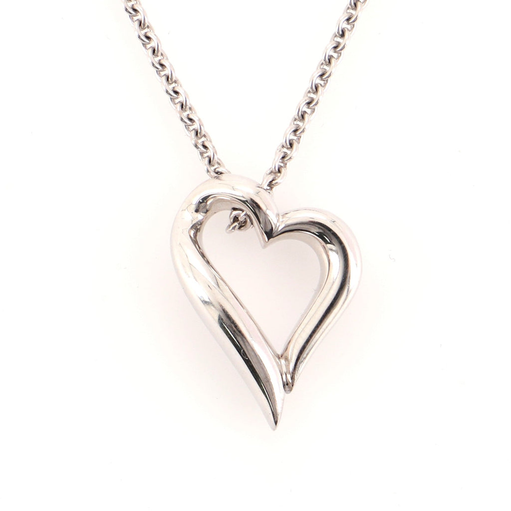 Heart Pendant Necklace 18K White Gold