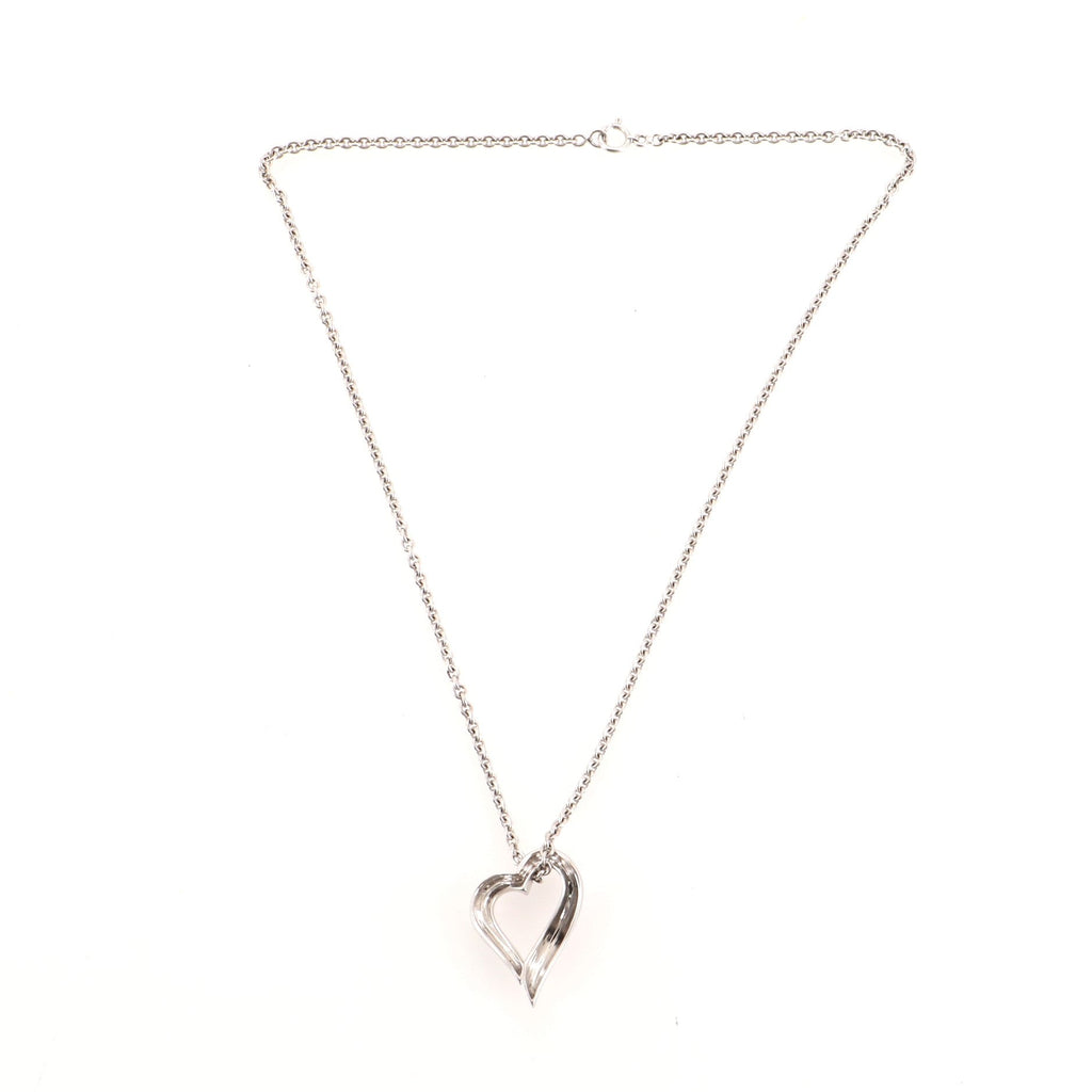 Heart Pendant Necklace 18K White Gold