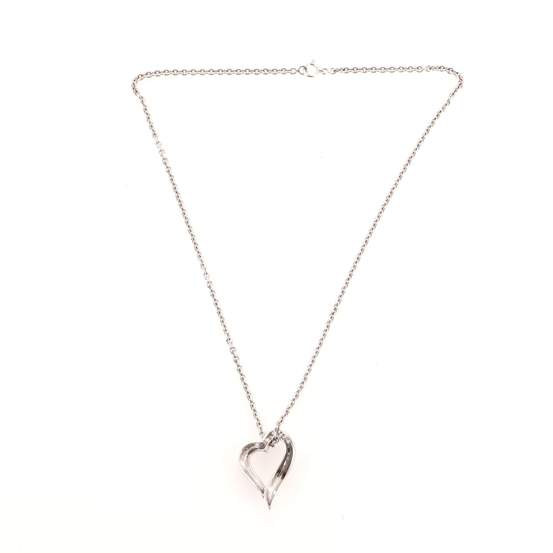 Heart Pendant Necklace 18K White Gold
