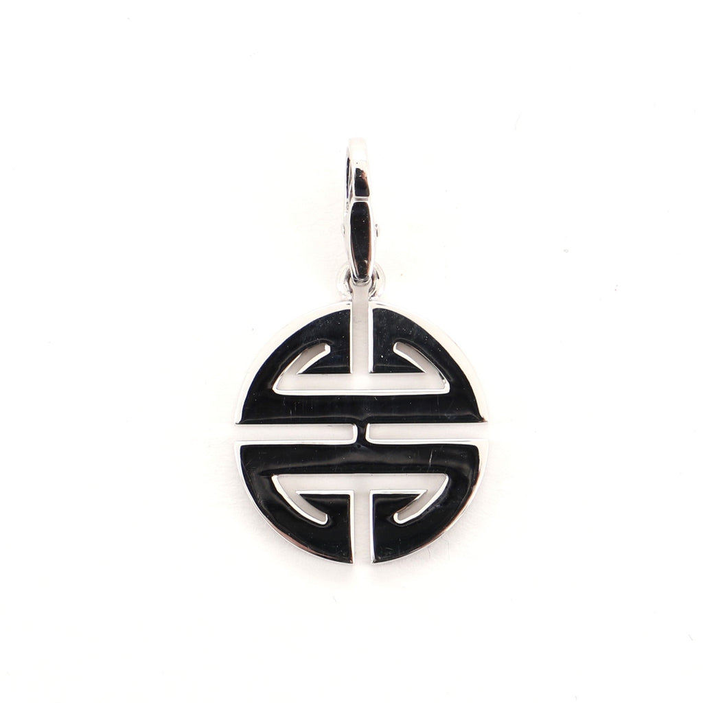 Longevity Charm Necklace 18K White Gold and Diamonds
