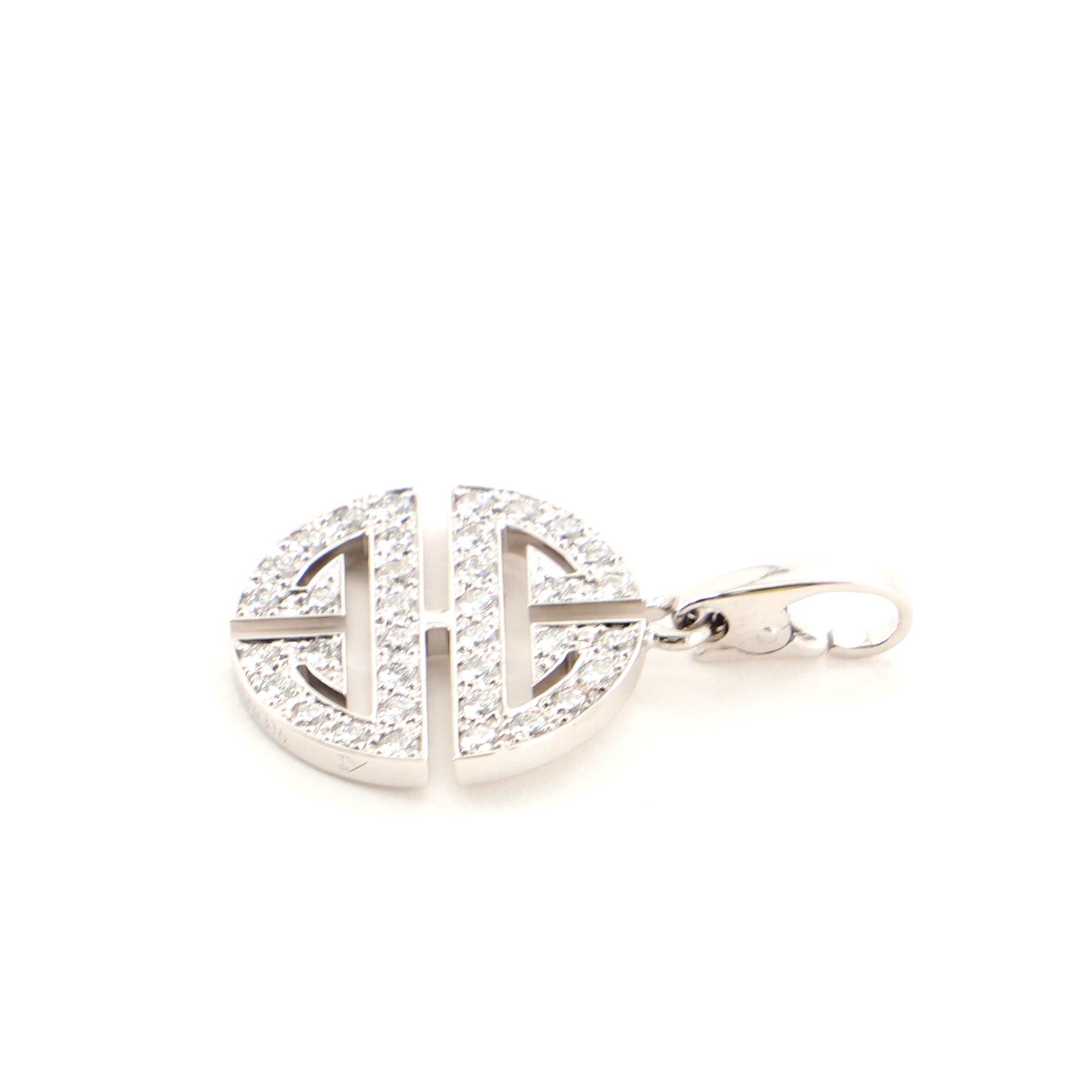 Longevity Charm Necklace 18K White Gold and Diamonds