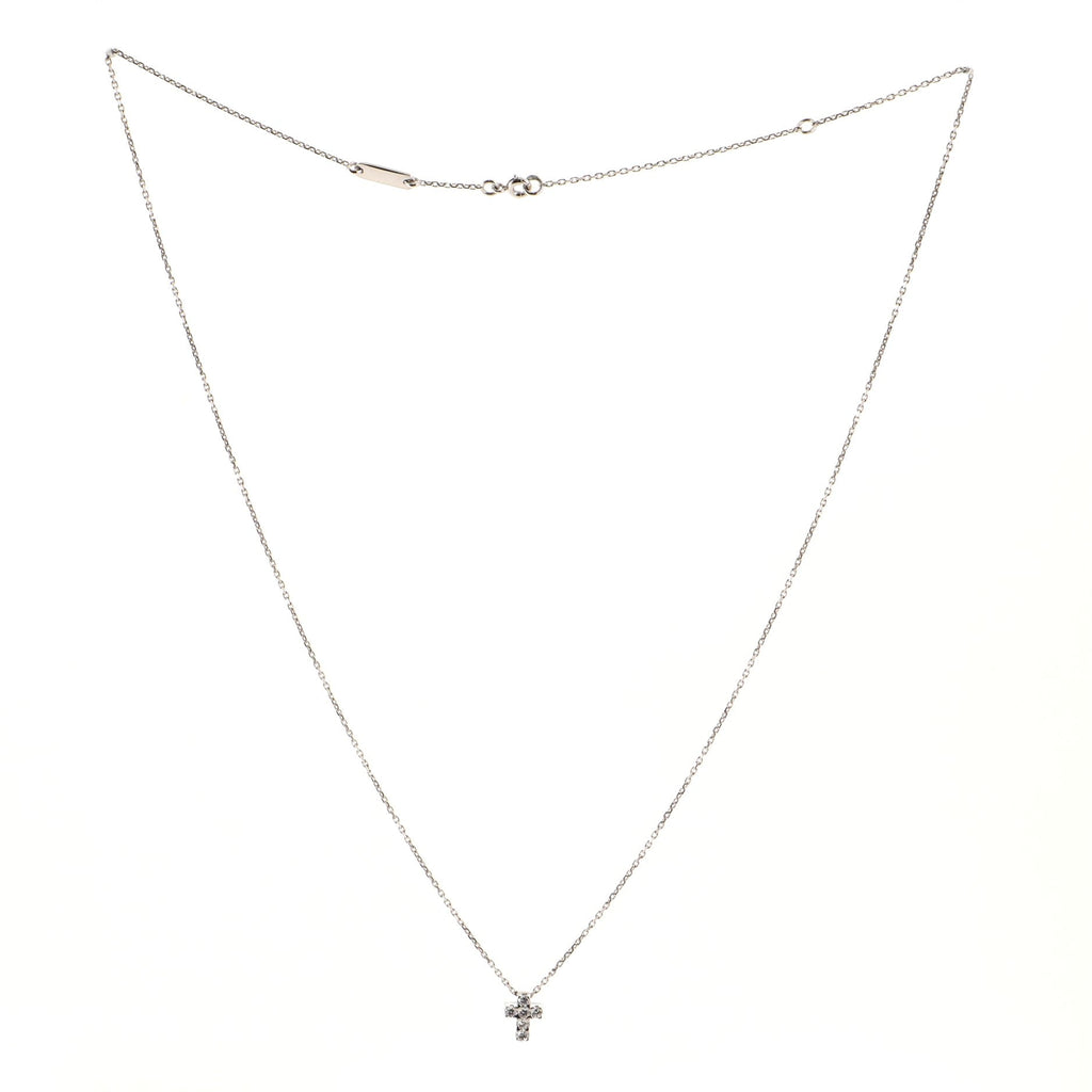 Cross Pendant Necklace 18K White Gold and Diamonds Mini