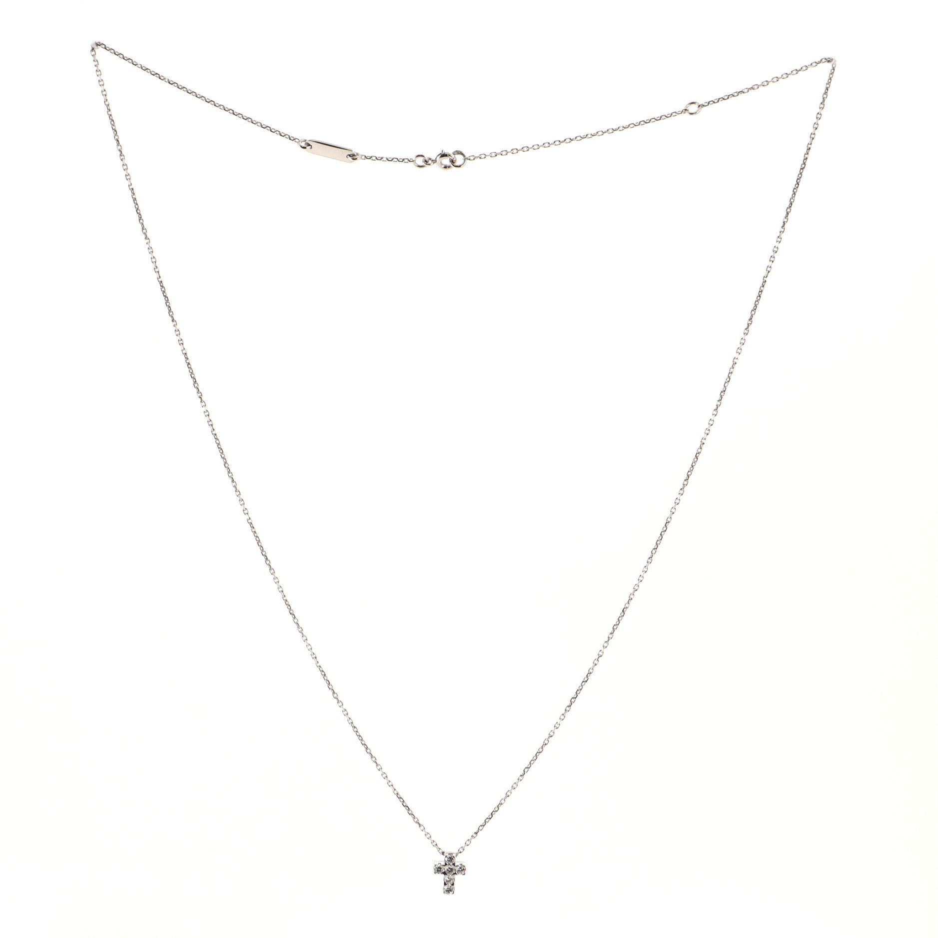 Cross Pendant Necklace 18K White Gold and Diamonds Mini