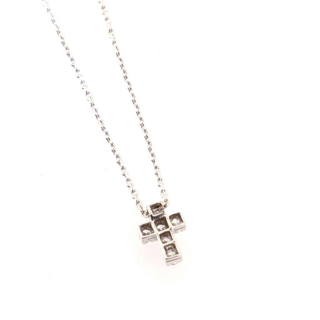 Cross Pendant Necklace 18K White Gold and Diamonds Mini