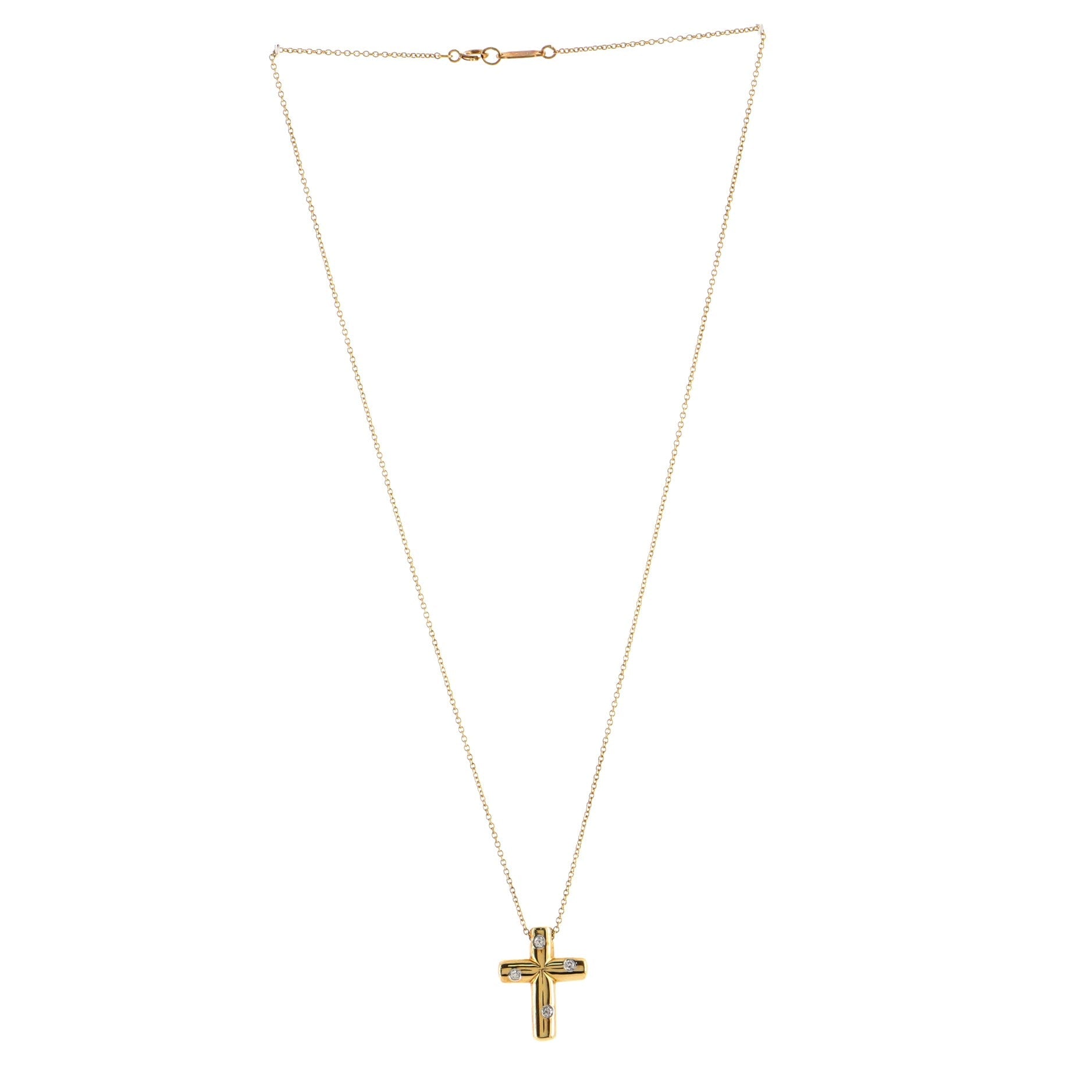 Etoile Cross Pendant Necklace 18K Yellow Gold and Diamonds