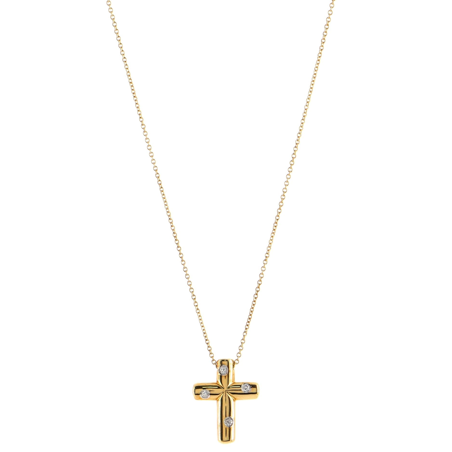 Etoile Cross Pendant Necklace 18K Yellow Gold and Diamonds