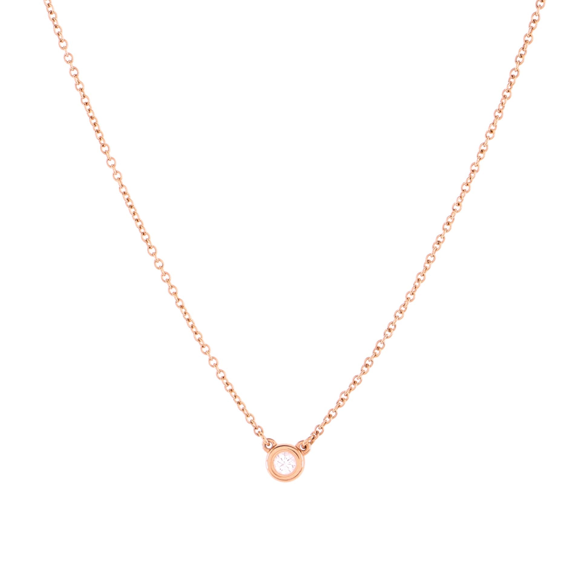 Elsa Peretti Diamonds By The Yard Pendant Necklace 18K Rose Gold with Diamond .07CT