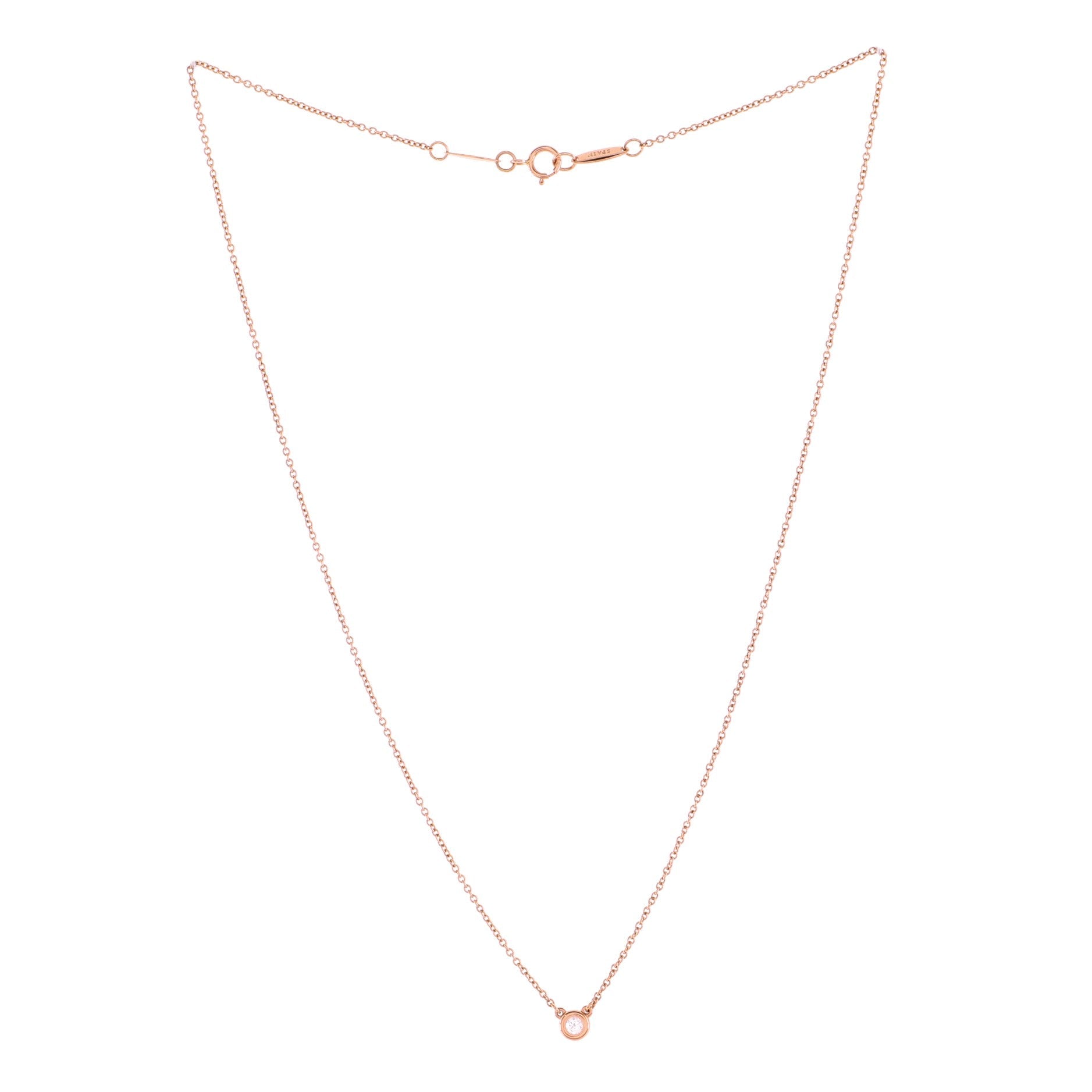 Elsa Peretti Diamonds By The Yard Pendant Necklace 18K Rose Gold with Diamond .07CT