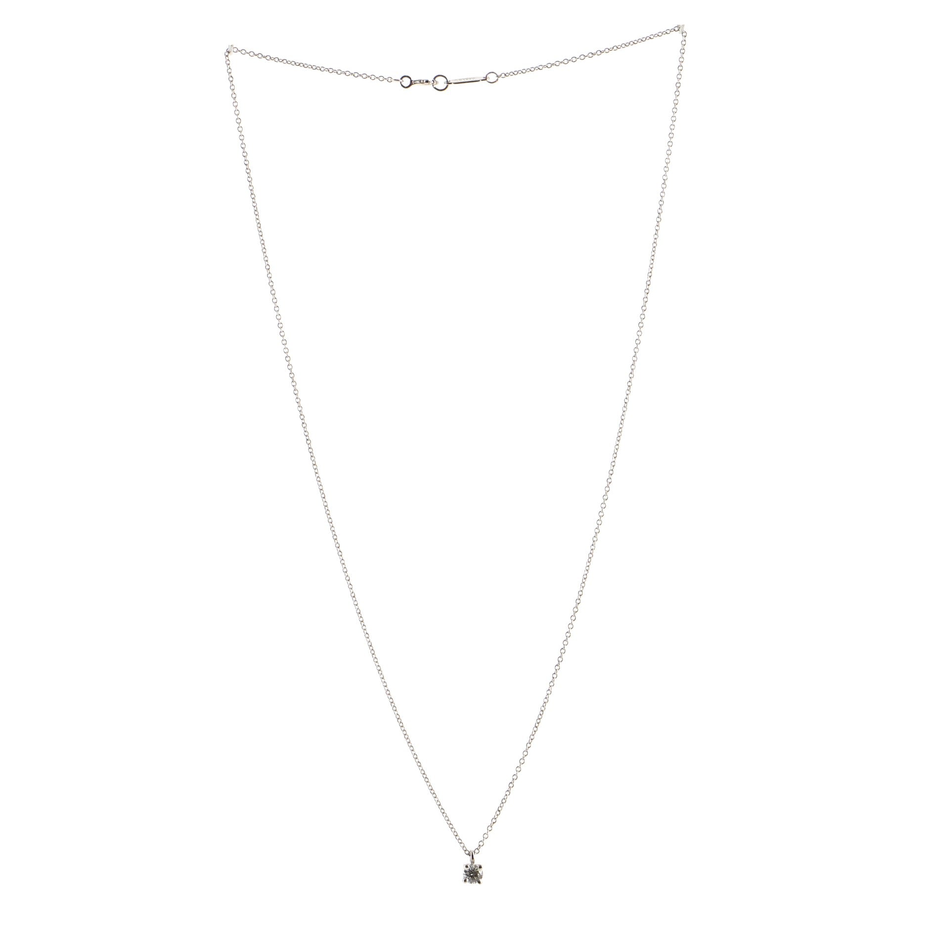 Solitaire Pendant Necklace Platinum with RBC Diamond .12CT