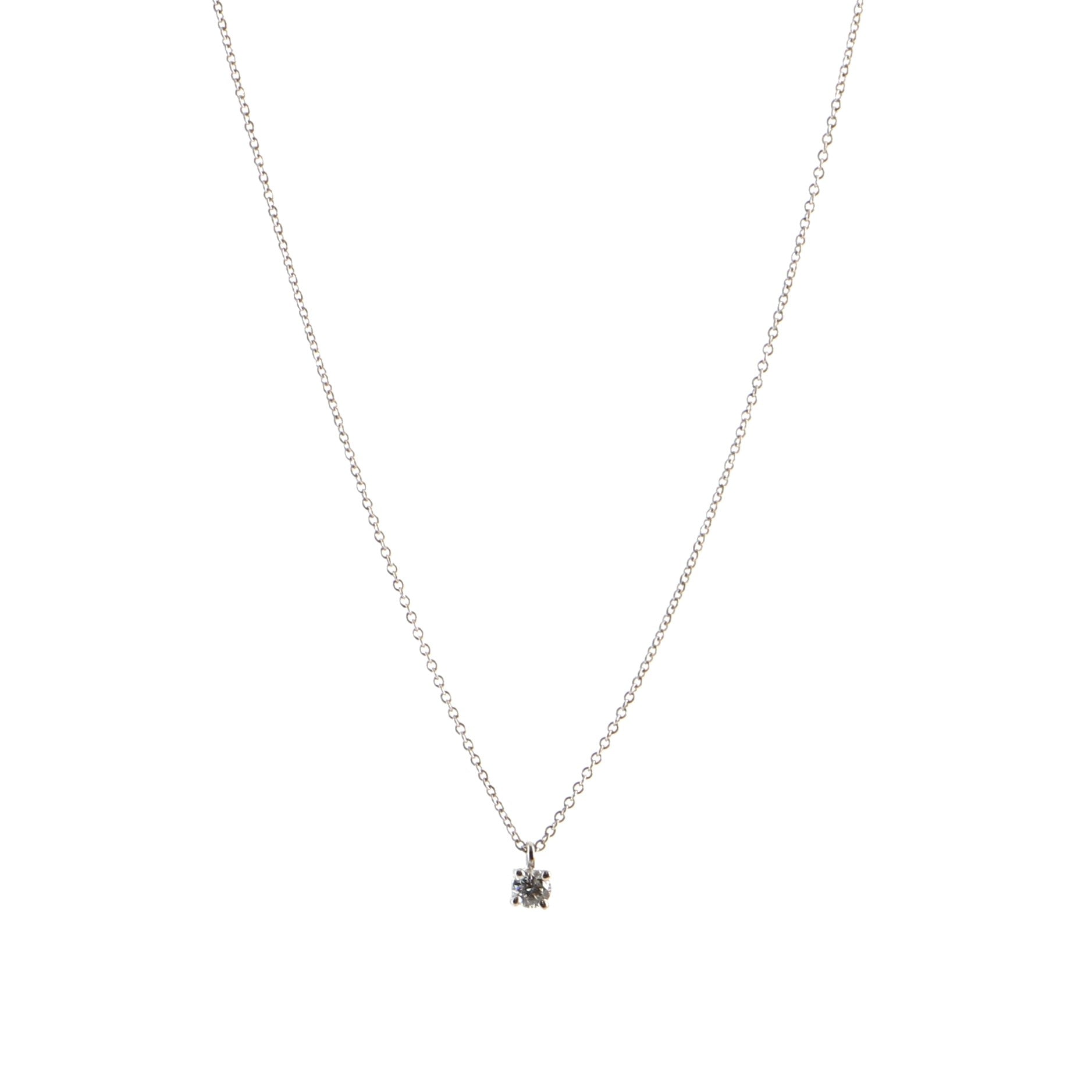 Solitaire Pendant Necklace Platinum with RBC Diamond .12CT