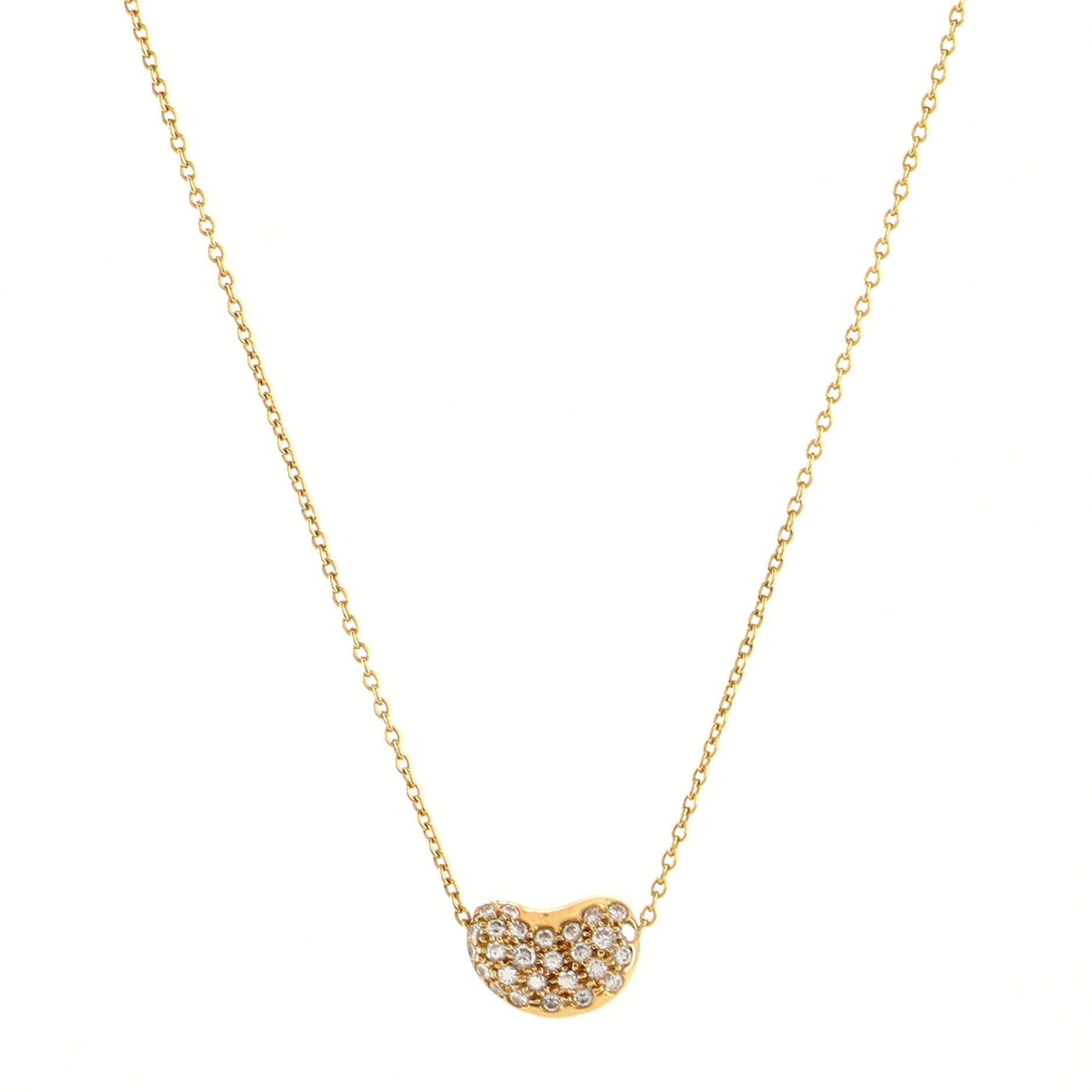 Elsa Peretti Bean Pendant Necklace 18K Yellow Gold with Diamonds