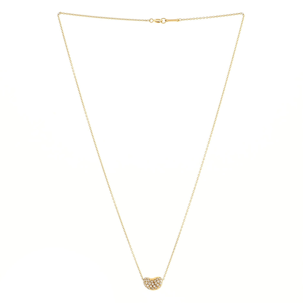 Elsa Peretti Bean Pendant Necklace 18K Yellow Gold with Diamonds