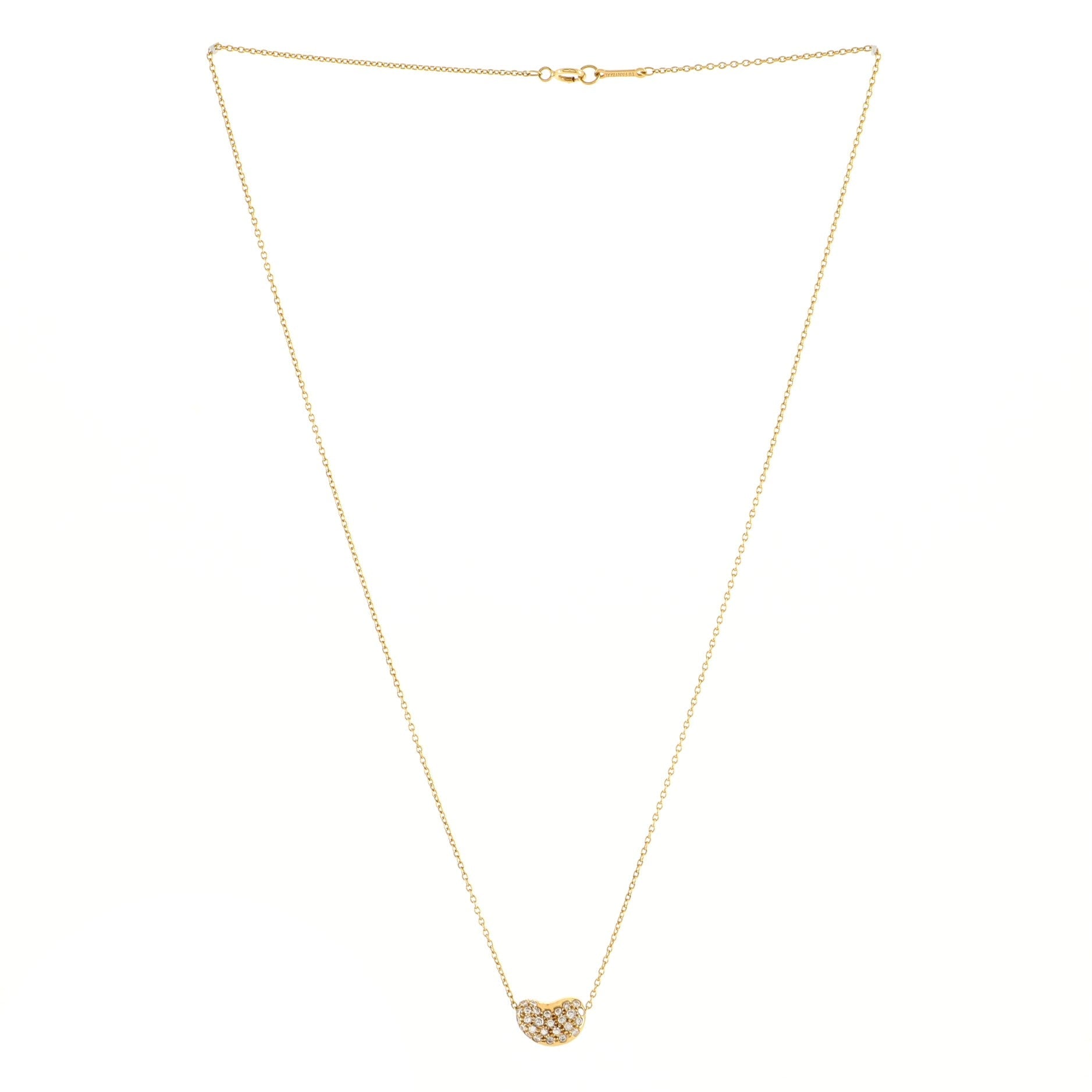 Elsa Peretti Bean Pendant Necklace 18K Yellow Gold with Diamonds