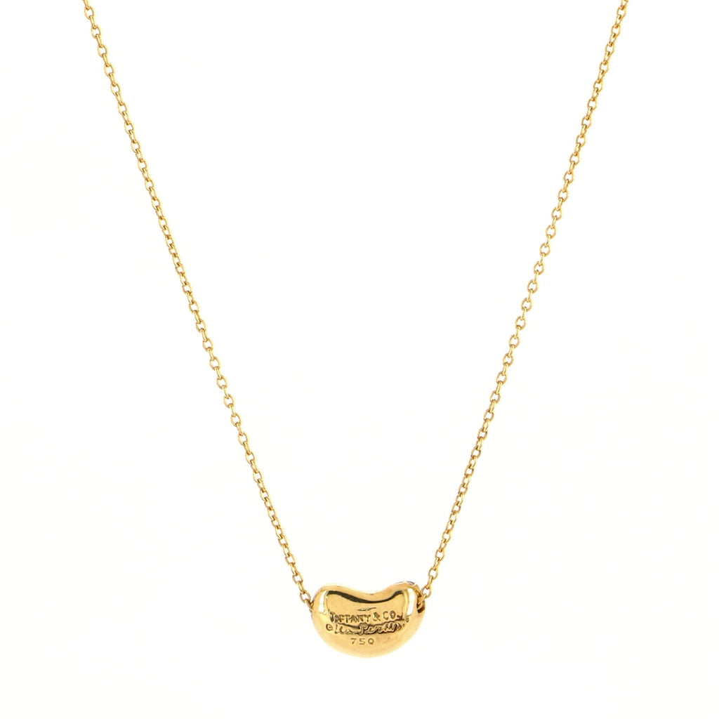 Elsa Peretti Bean Pendant Necklace 18K Yellow Gold with Diamonds