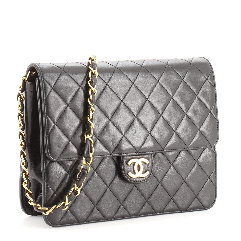 Vintage Clutch with Chain Quilted Leather Small