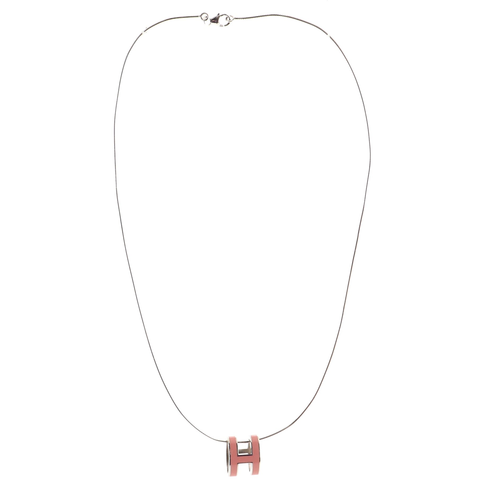 Pop H Pendant Cord Necklace Metal and Enamel