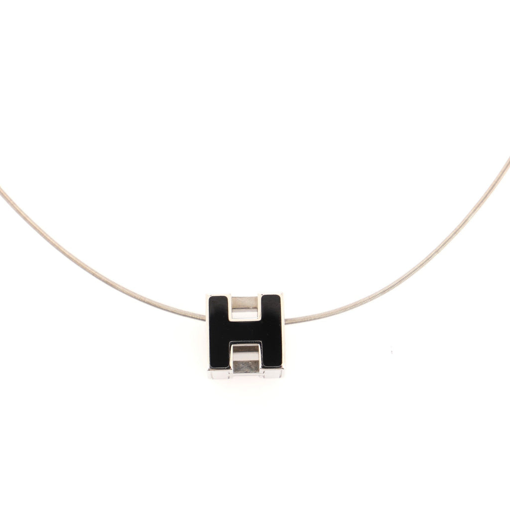 Pop H Cube Pendant Necklace Metal with Enamel