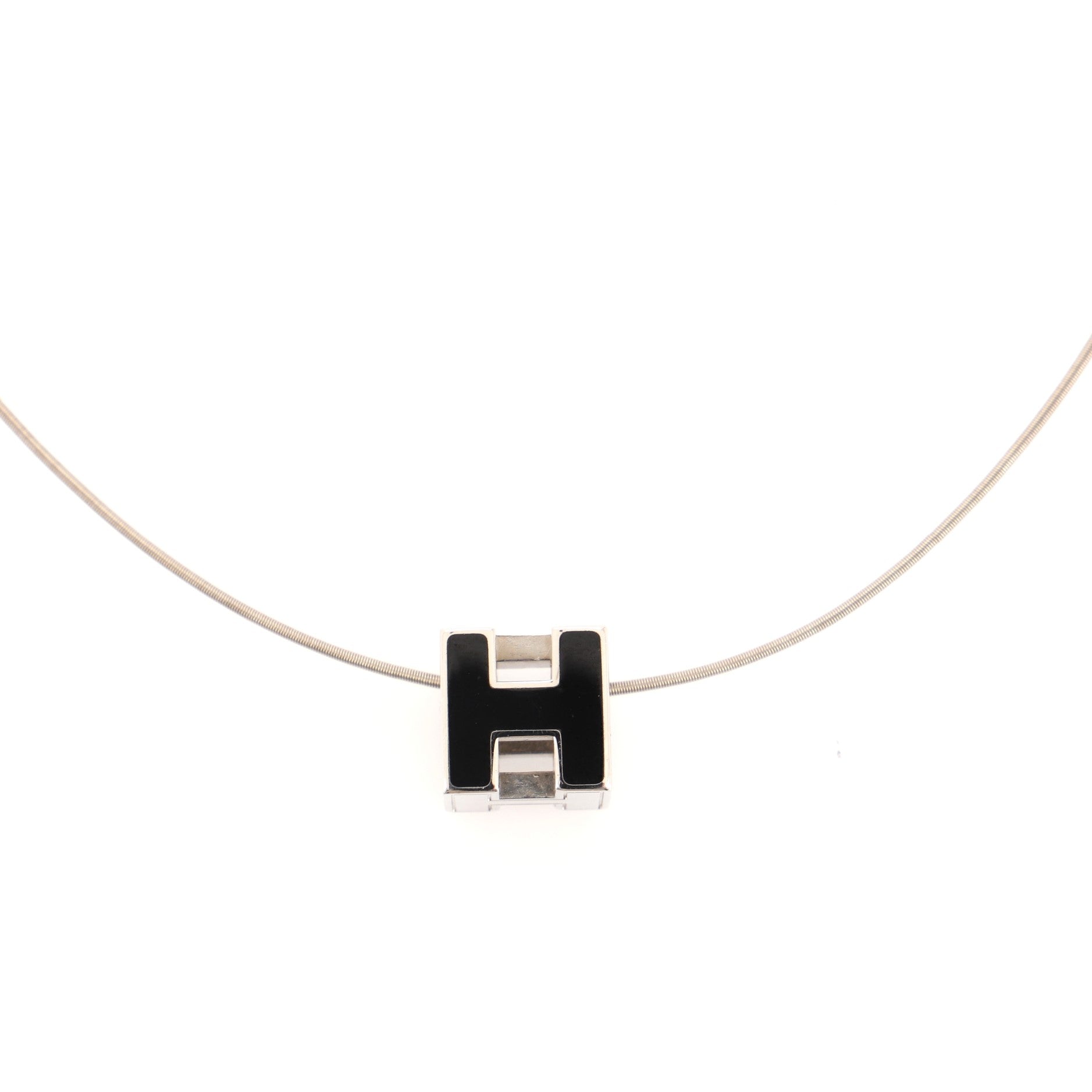 Pop H Cube Pendant Necklace Metal with Enamel