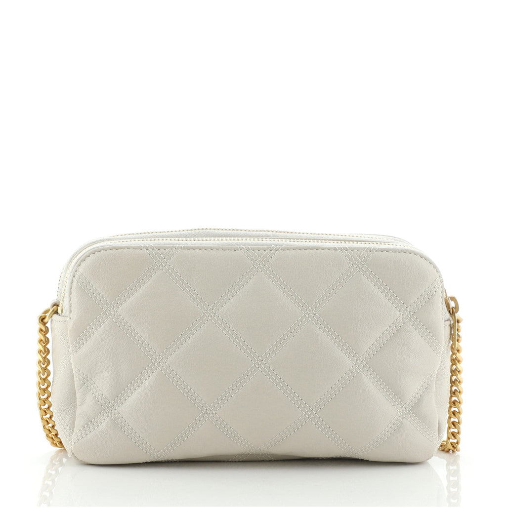 Becky Double Zip Crossbody Pouch Quilted Leather Mini