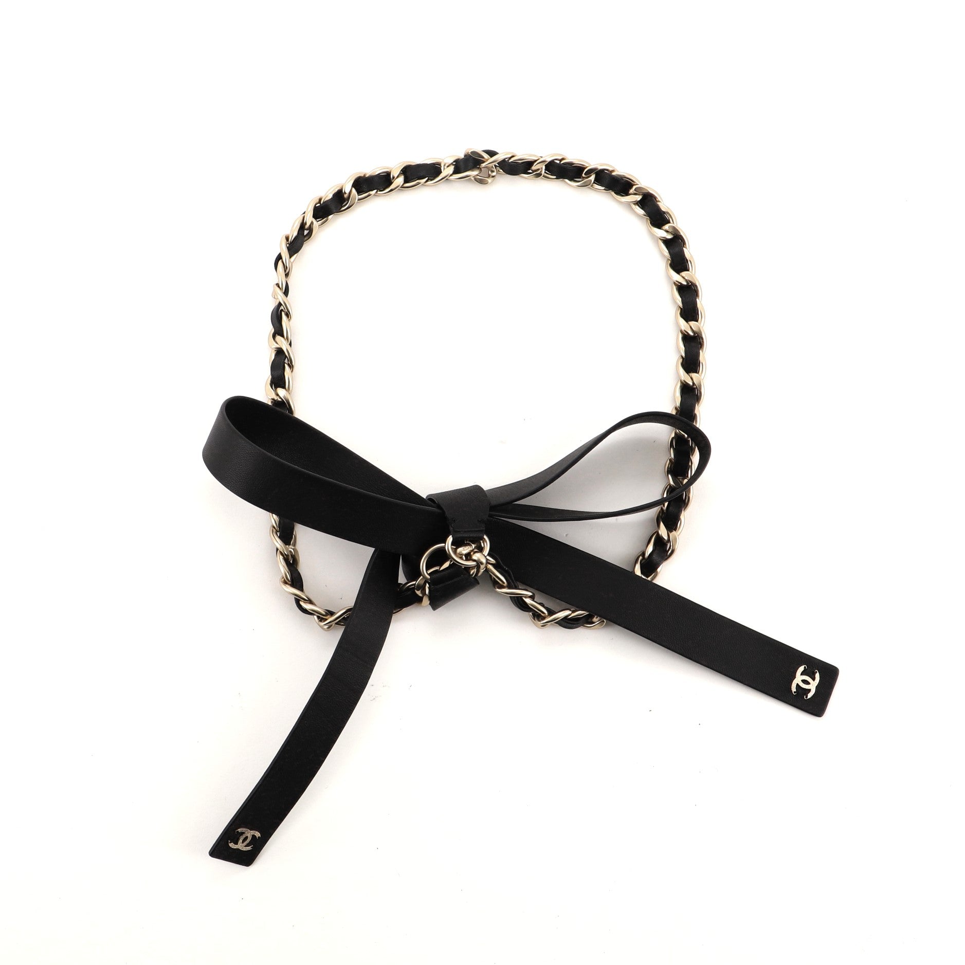 Bow Chain-Link Belt Lambskin and Metal 155