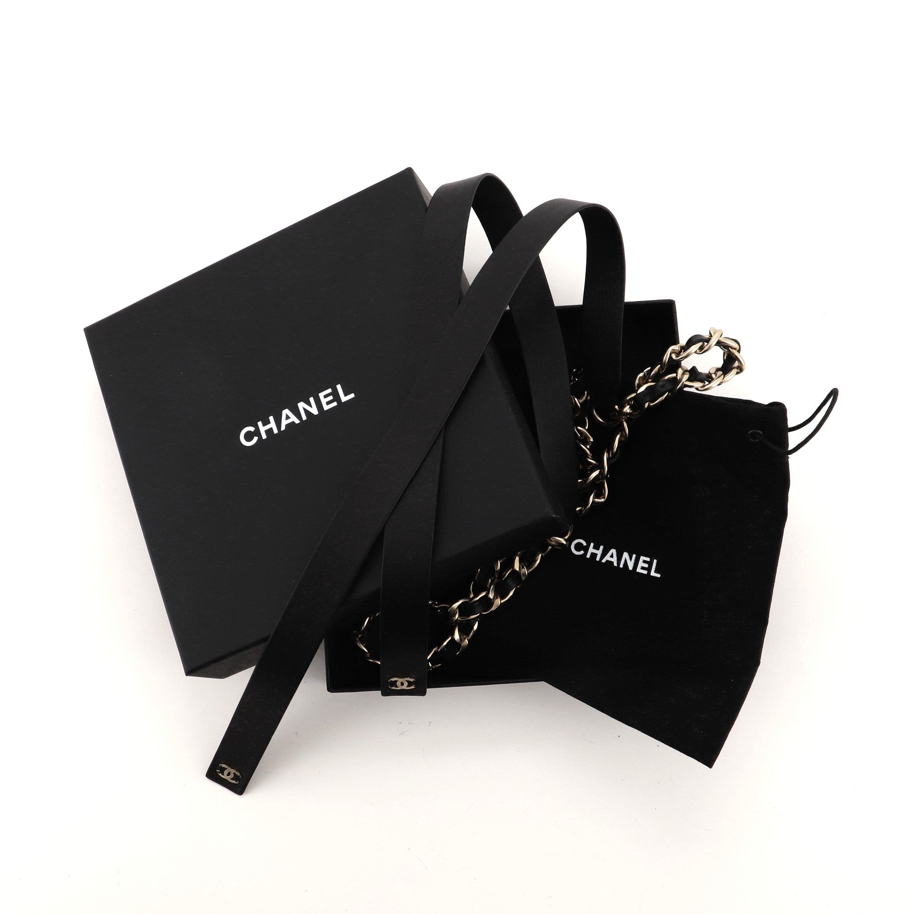 Bow Chain-Link Belt Lambskin and Metal 155