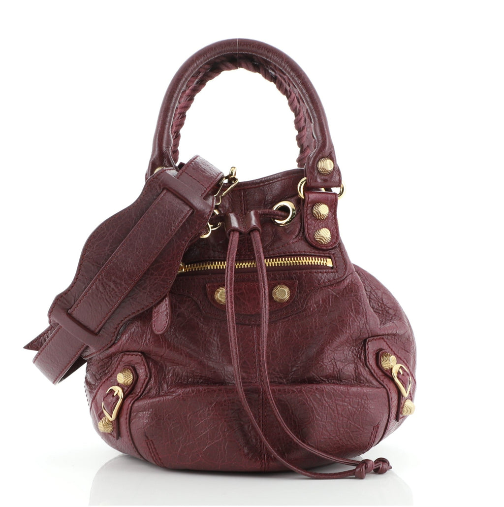 Pom Pon Giant Studs Bag Leather Mini