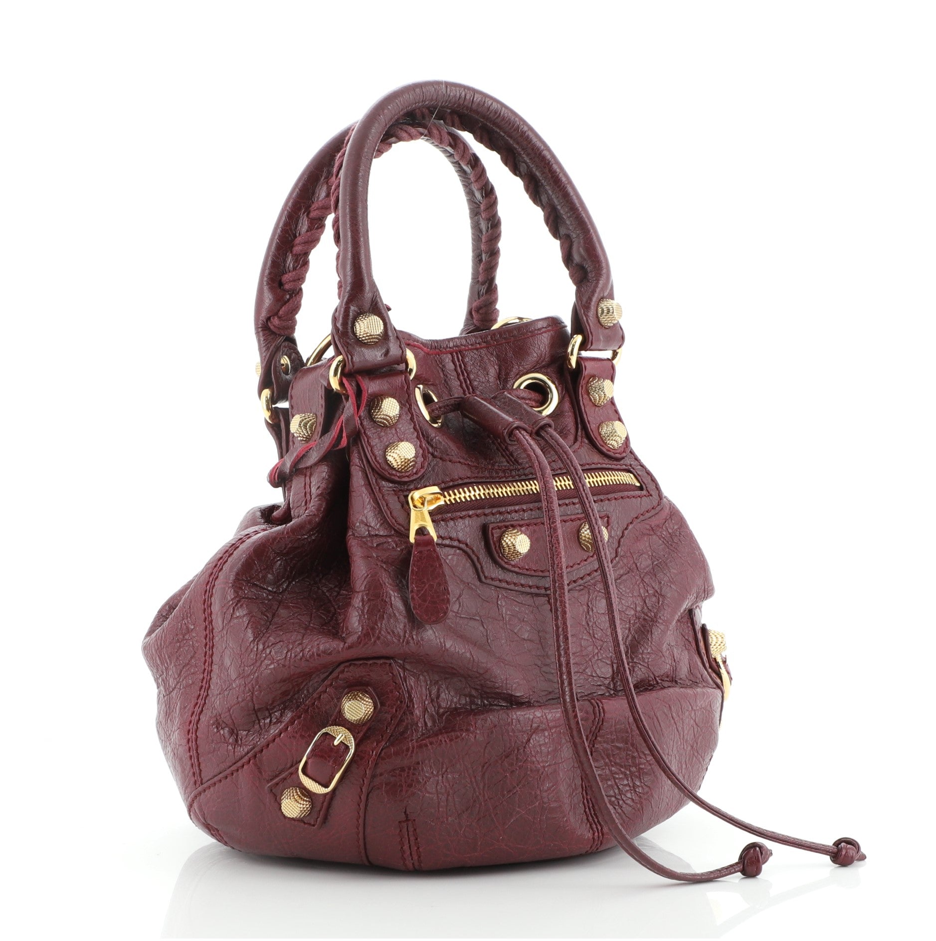 Pom Pon Giant Studs Bag Leather Mini