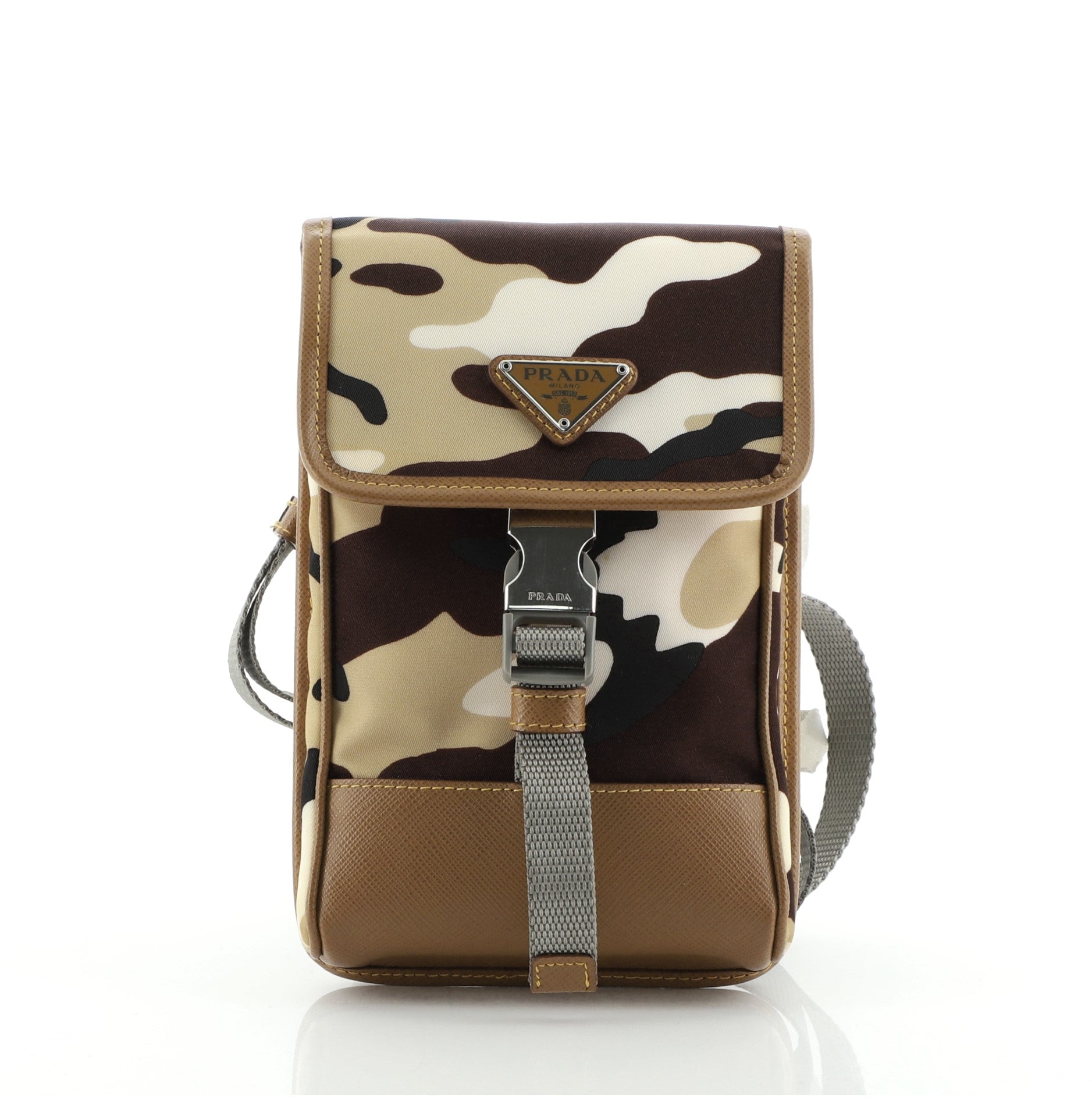 Smartphone Case Crossbody Bag Tessuto with Saffiano Leather Mini