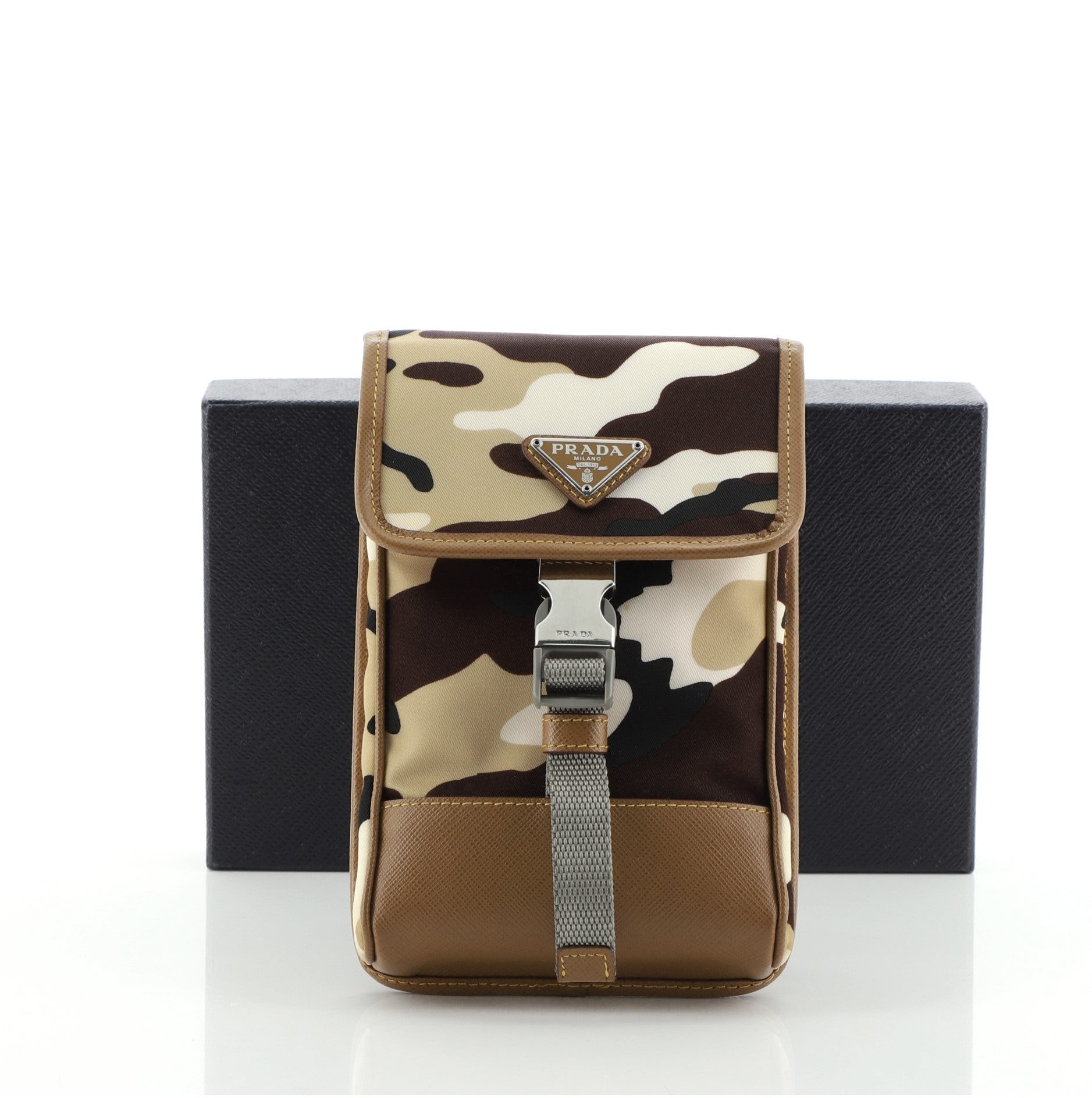 Smartphone Case Crossbody Bag Tessuto with Saffiano Leather Mini