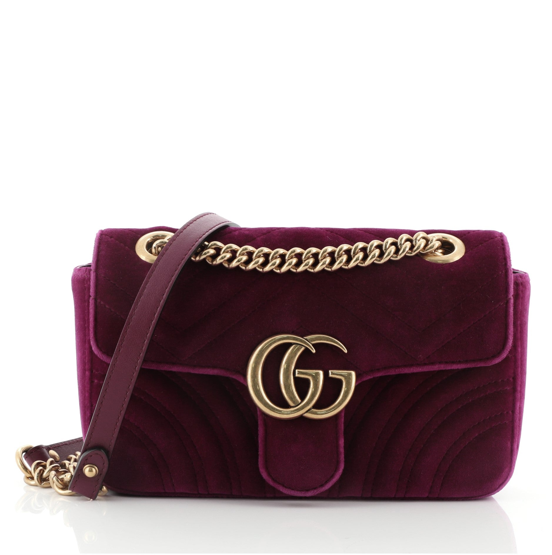 GG Marmont Flap Bag Matelasse Velvet Mini