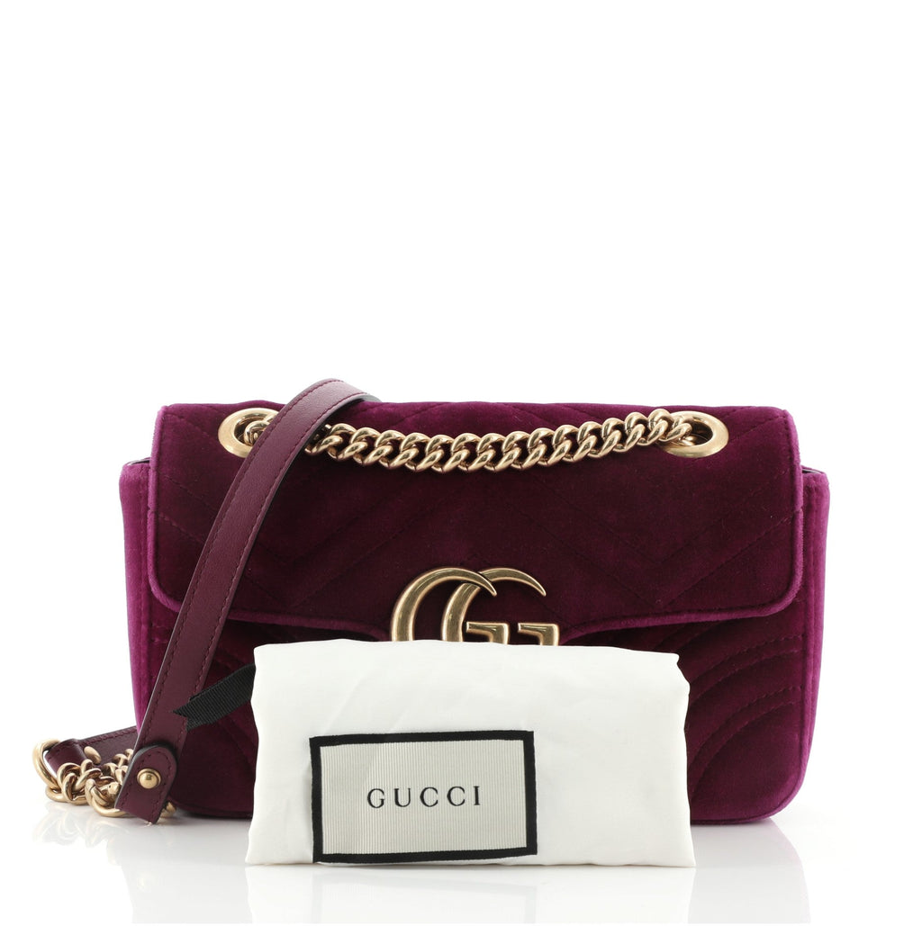 GG Marmont Flap Bag Matelasse Velvet Mini